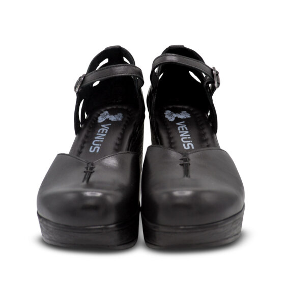 Venüs Deri Kadın Apartman Topuk Sandalet Siyah 1912502Y - 6