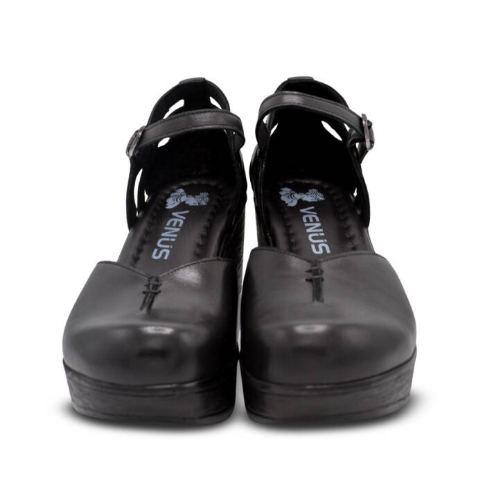 Venüs Deri Kadın Apartman Topuk Sandalet Siyah 1912502Y - 6