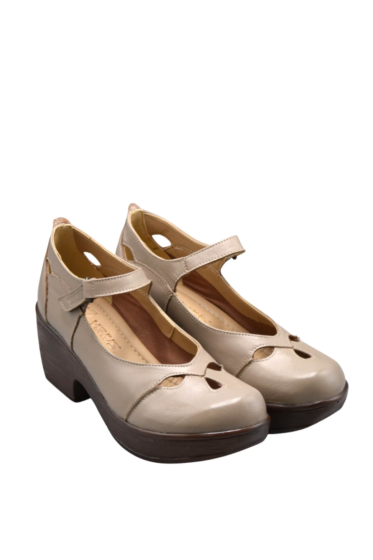 Kadın Apartman Topuk Deri Ayakkabı Taş 1912501 - Thumbnail