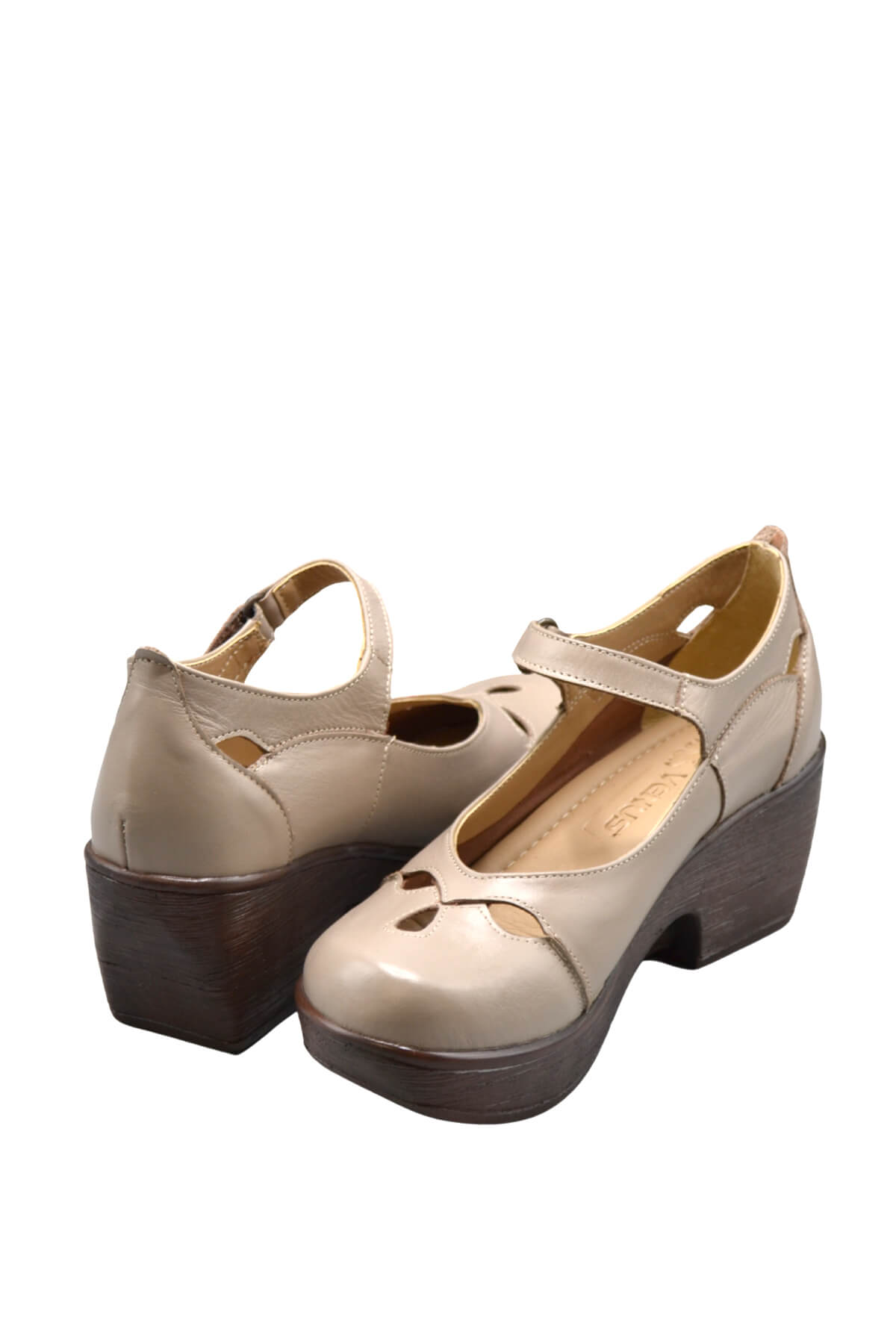 Kadın Apartman Topuk Deri Ayakkabı Taş 1912501