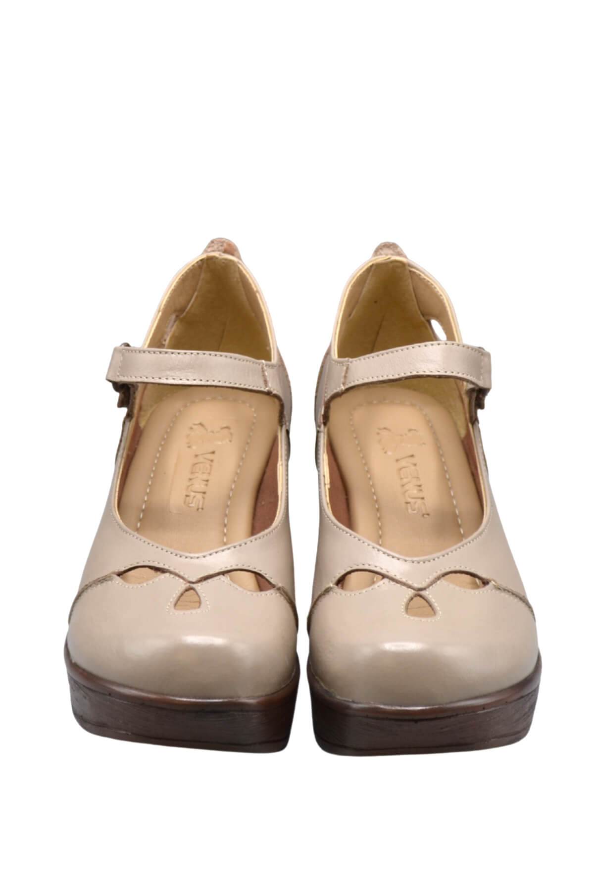 Kadın Apartman Topuk Deri Ayakkabı Taş 1912501