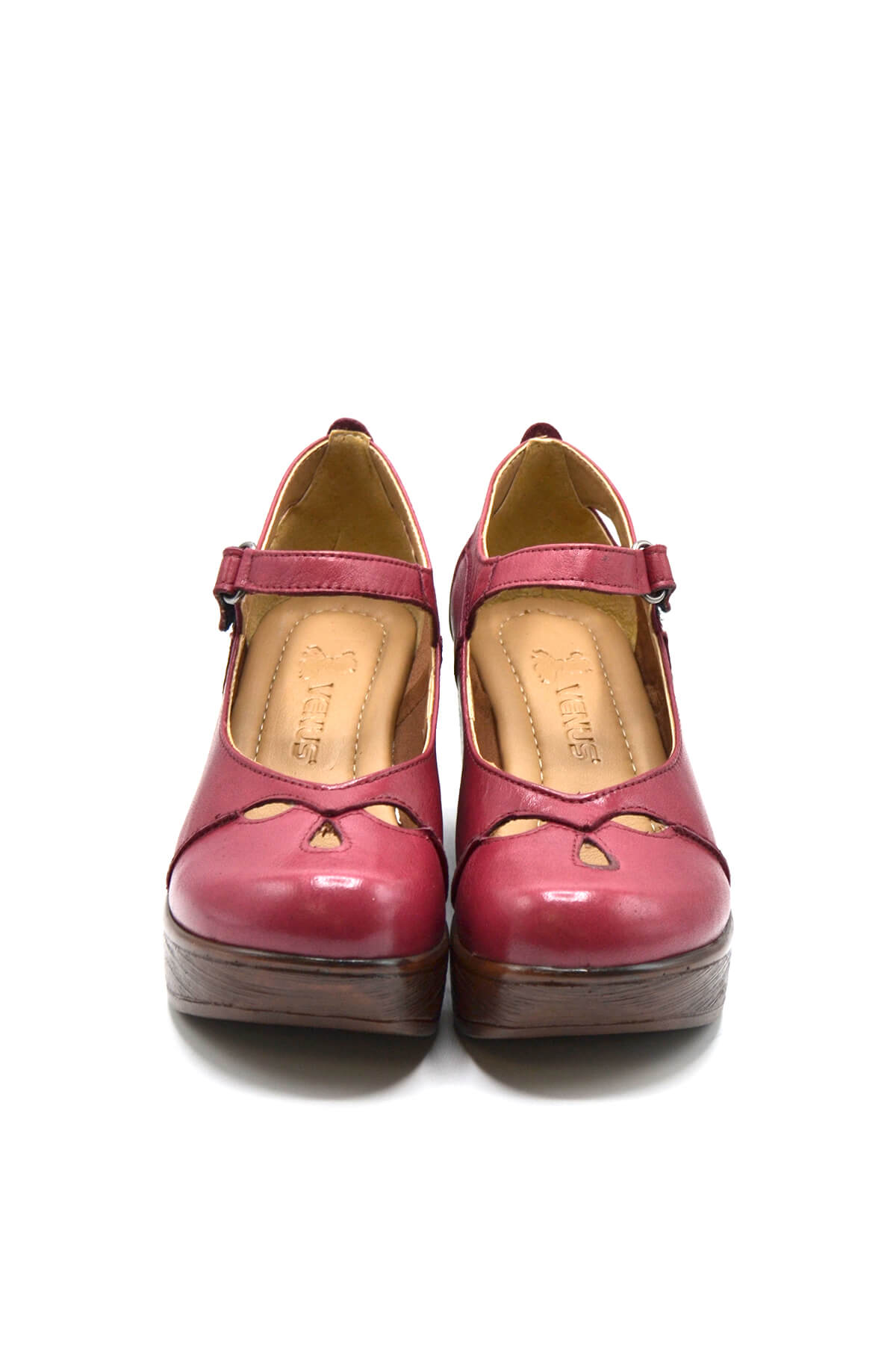 Kadın Apartman Topuk Deri Ayakkabı Vişne 1912501 - Thumbnail