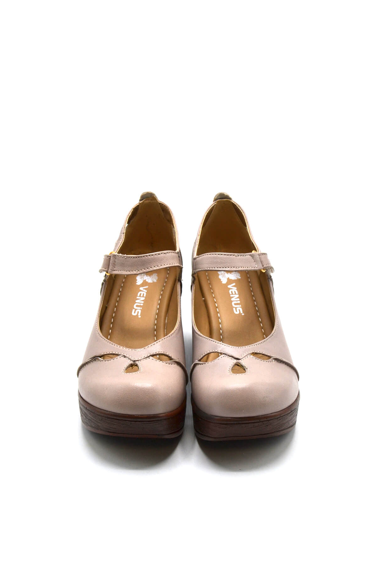 Kadın Apartman Topuk Deri Ayakkabı Vizon 1912501 - Thumbnail