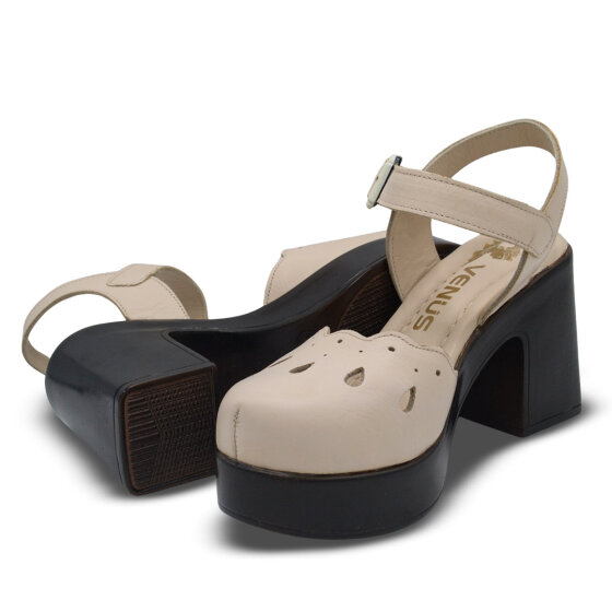 Venüs Deri Kadın Topuklu Sandalet Bej 2217001Y - 5