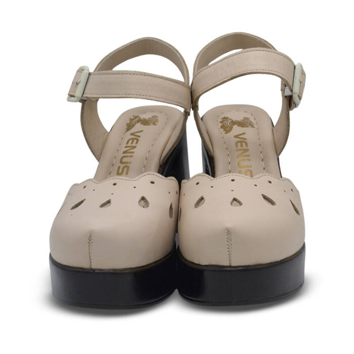 Venüs Deri Kadın Topuklu Sandalet Bej 2217001Y - 6