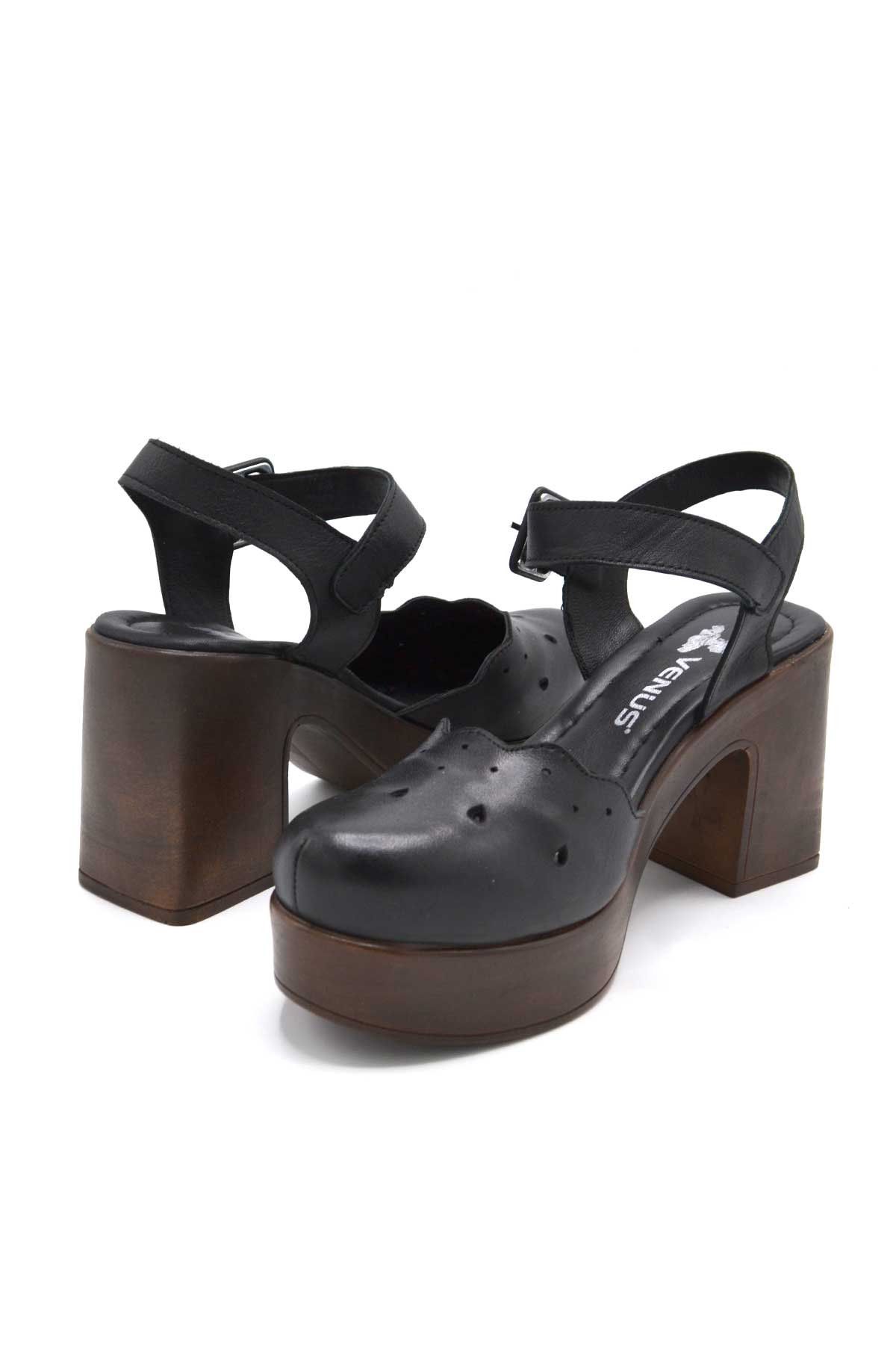 Venüs Deri Kadın Topuklu Sandalet Siyah 2217001Y - Thumbnail