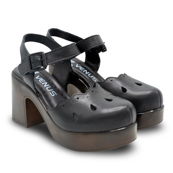 Venüs Deri Kadın Topuklu Sandalet Siyah 2217001Y