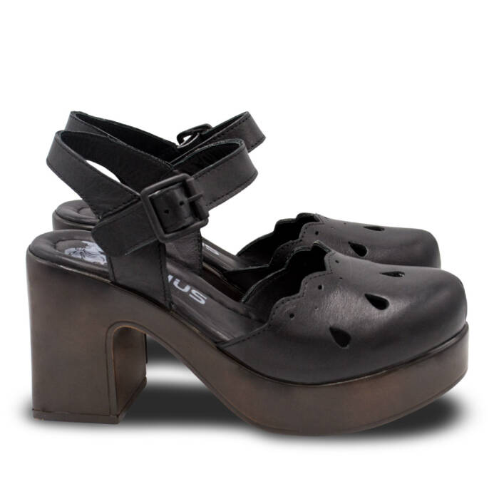 Venüs Deri Kadın Topuklu Sandalet Siyah 2217001Y - 2