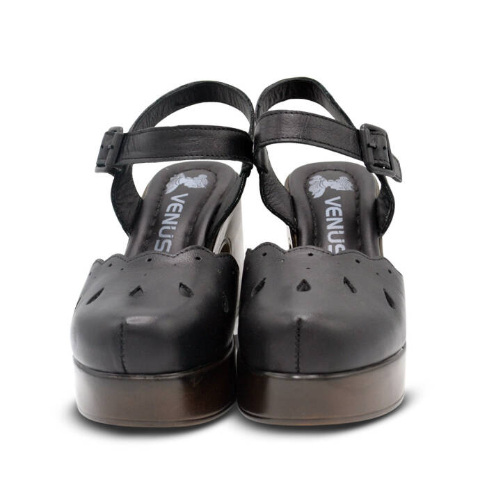 Venüs Deri Kadın Topuklu Sandalet Siyah 2217001Y - 6