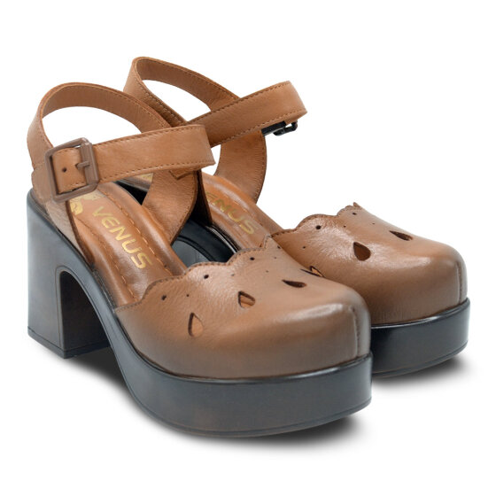 Venüs Deri Kadın Topuklu Sandalet Taba 2217001Y