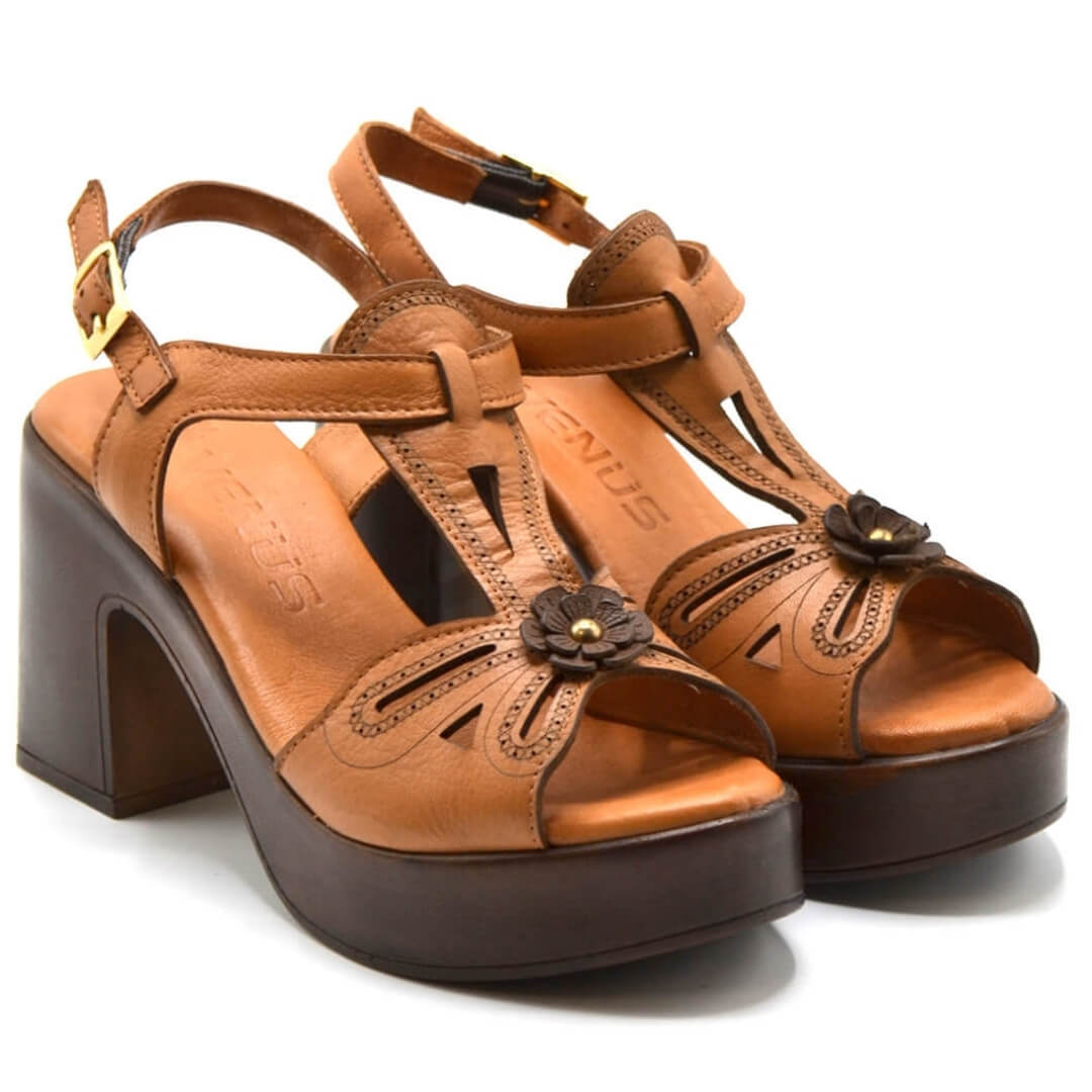 Venüs Deri Kadın Topuklu Sandalet Taba-Kahve 2217006Y