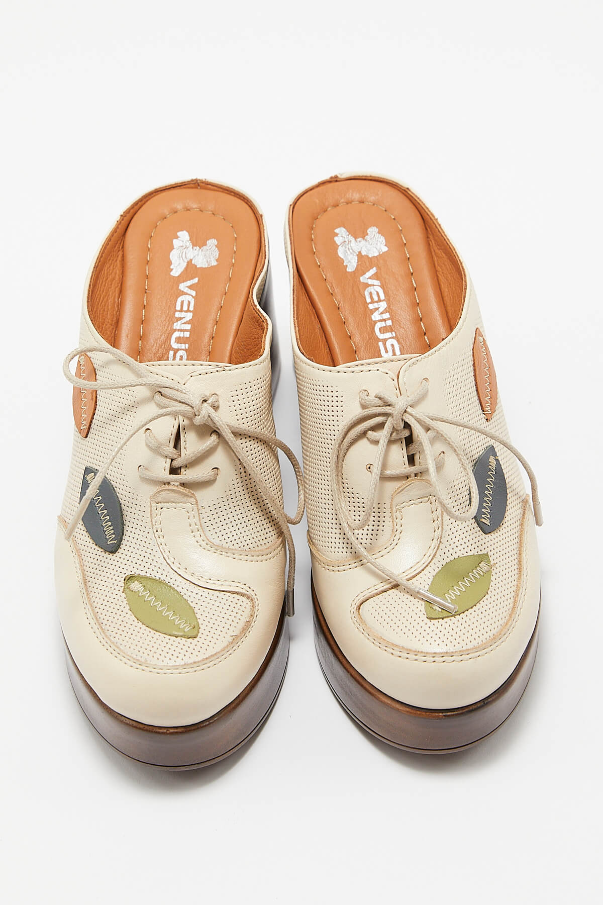 Venüs Deri Kadın Topuklu Terlik Bej-S.Yeşil 2217003Y