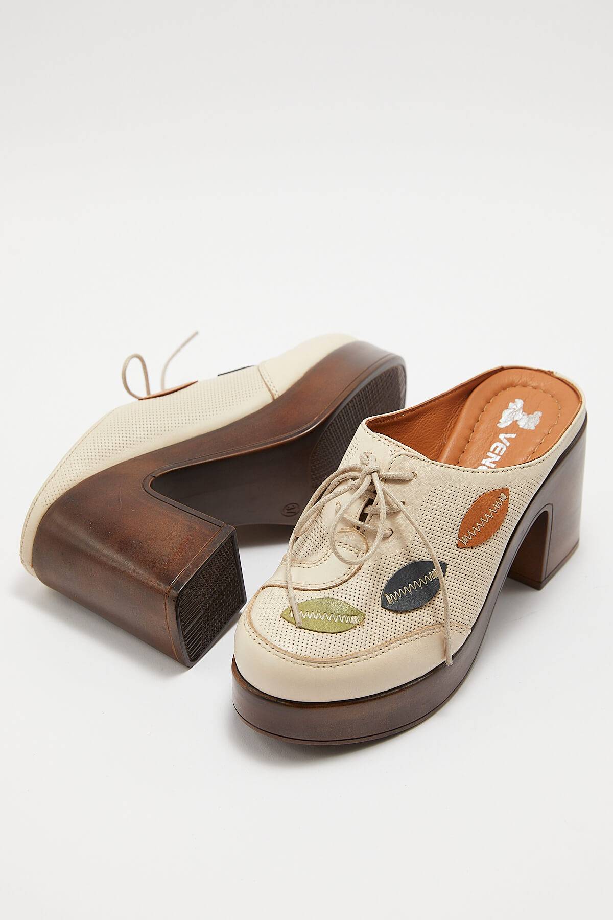 Venüs Deri Kadın Topuklu Terlik Bej-S.Yeşil 2217003Y