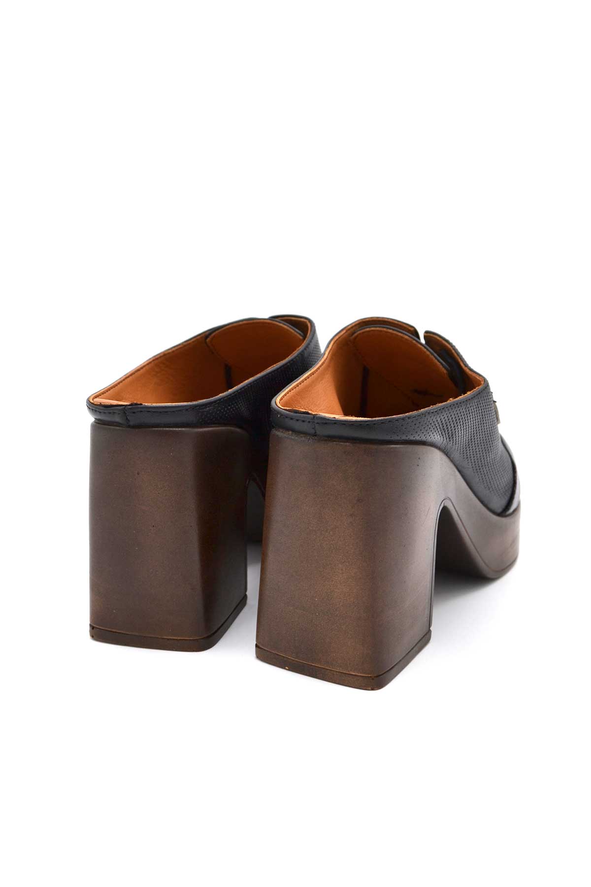 Venüs Deri Kadın Topuklu Terlik Siyah-Vizon 2217003Y