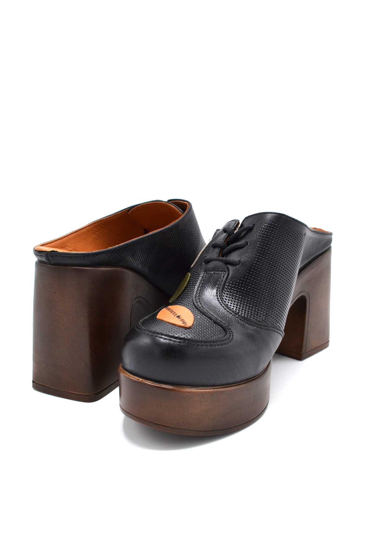 Venüs Deri Kadın Topuklu Terlik Siyah-Vizon 2217003Y - Thumbnail