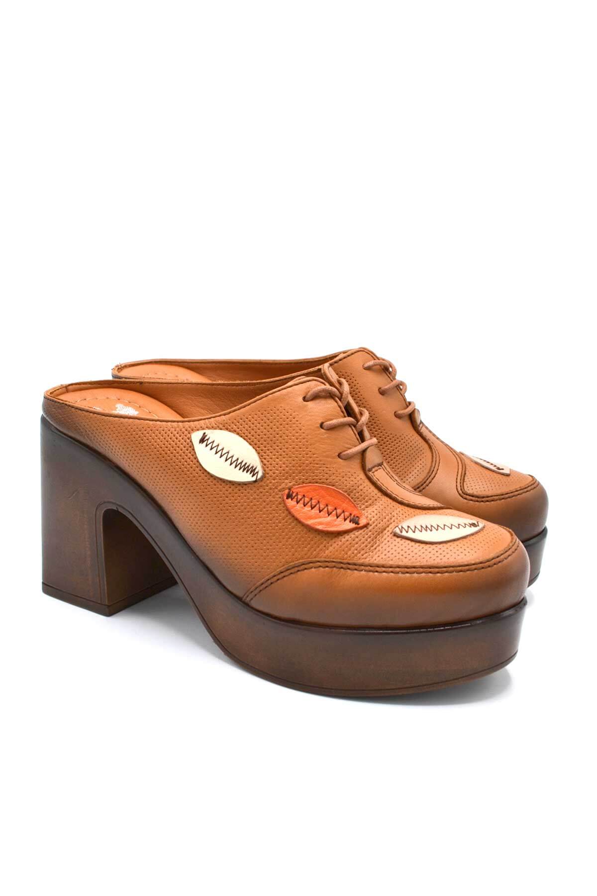 Venüs - Venüs Deri Kadın Topuklu Terlik Taba-Pudra 2217003Y