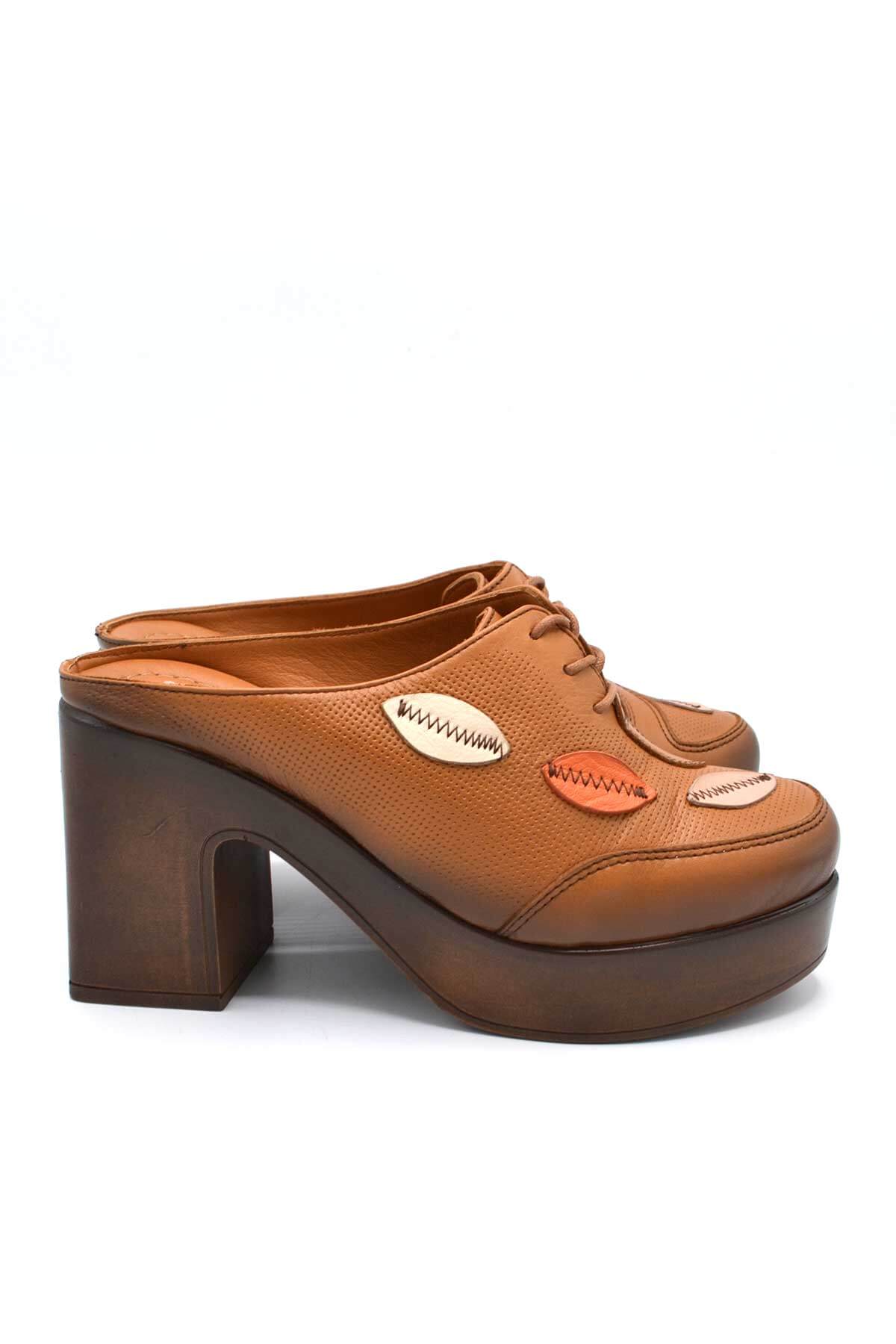 Venüs - Venüs Deri Kadın Topuklu Terlik Taba-Pudra 2217003Y