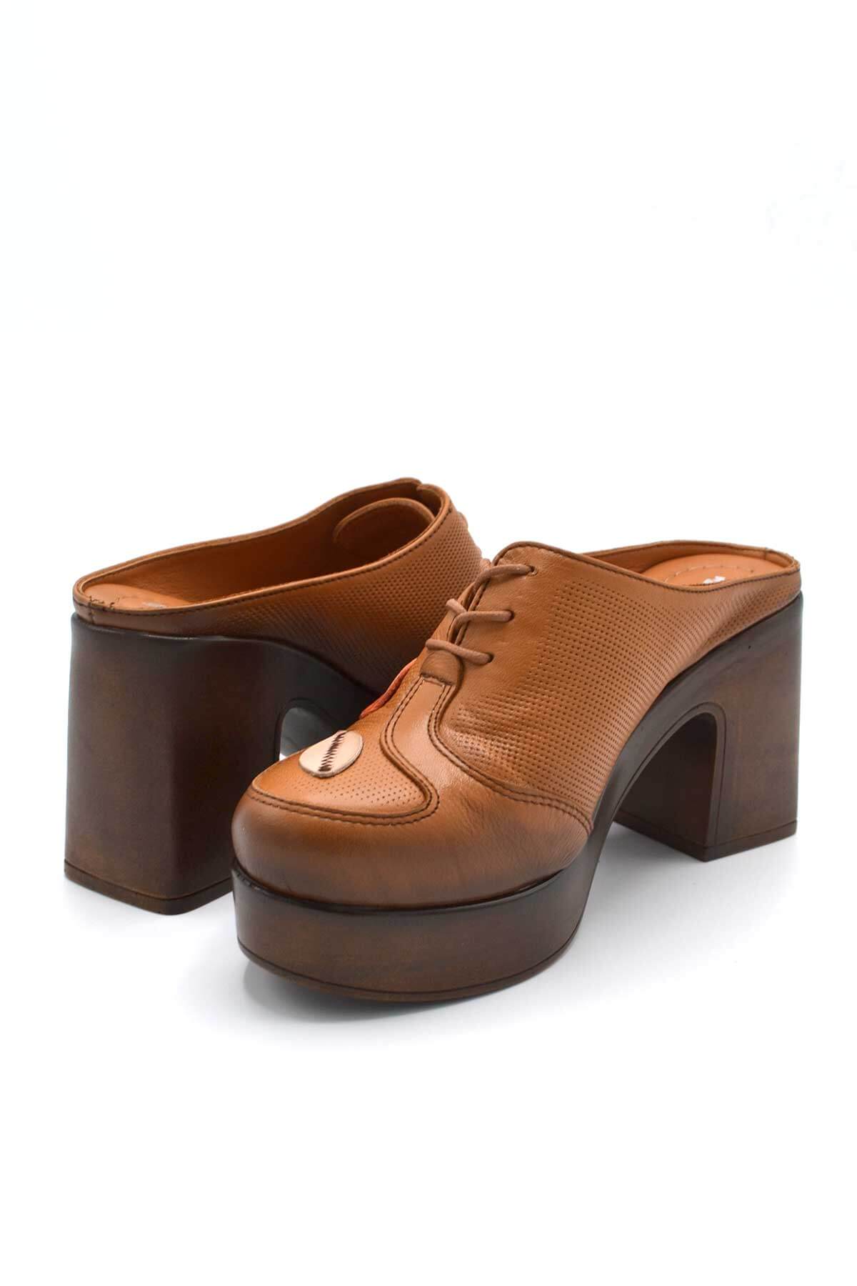 Venüs Deri Kadın Topuklu Terlik Taba-Pudra 2217003Y - Thumbnail