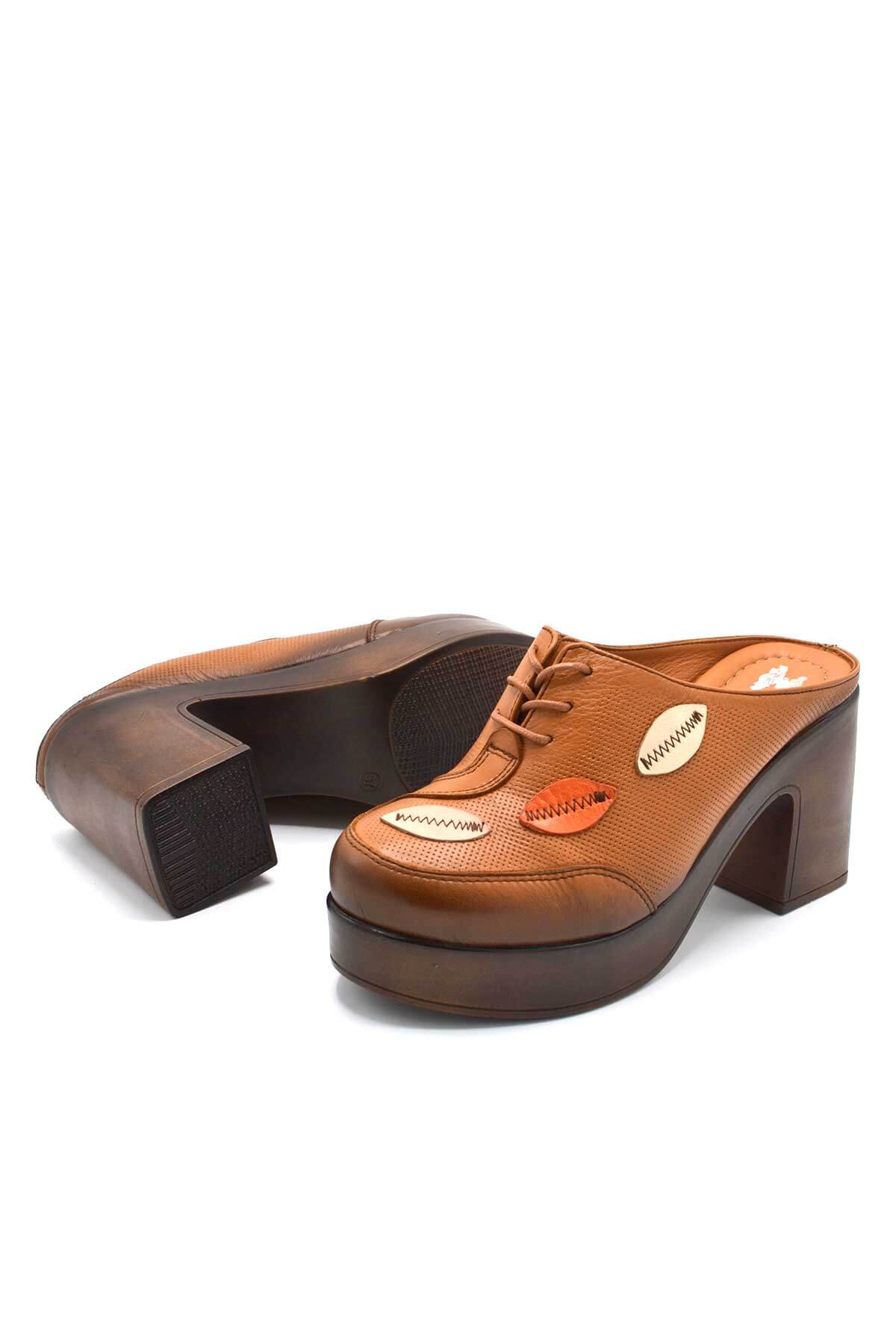 Venüs Deri Kadın Topuklu Terlik Taba-Pudra 2217003Y - Thumbnail