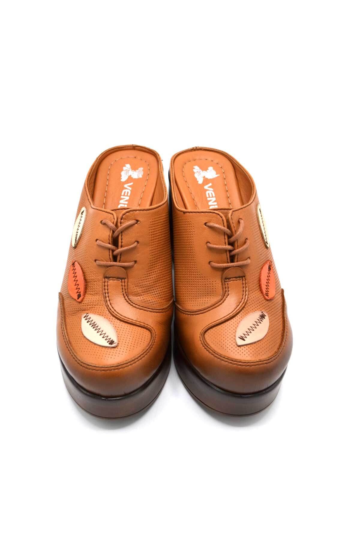 Venüs Deri Kadın Topuklu Terlik Taba-Pudra 2217003Y - Thumbnail