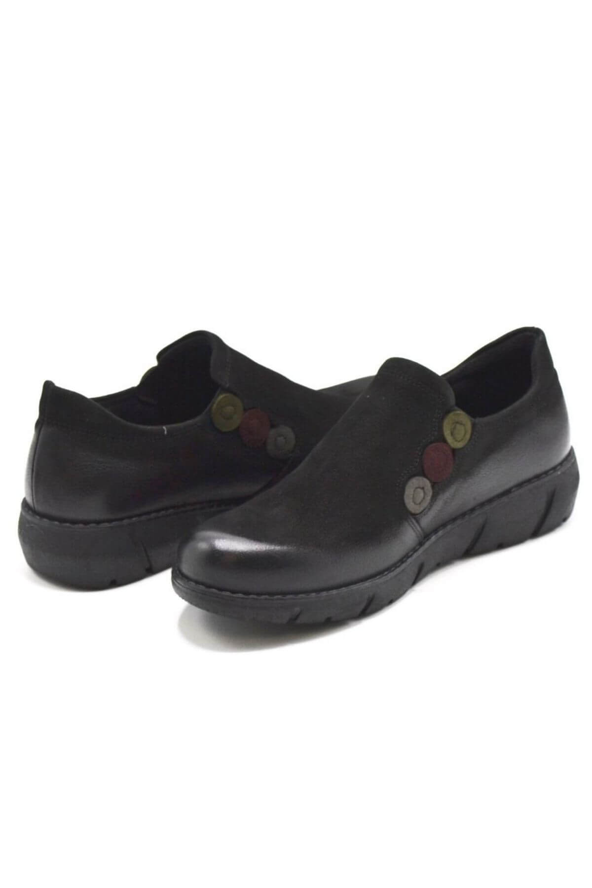 Kadın Casual Nubuk Deri Siyah Ayakkabı 1953714K - Thumbnail