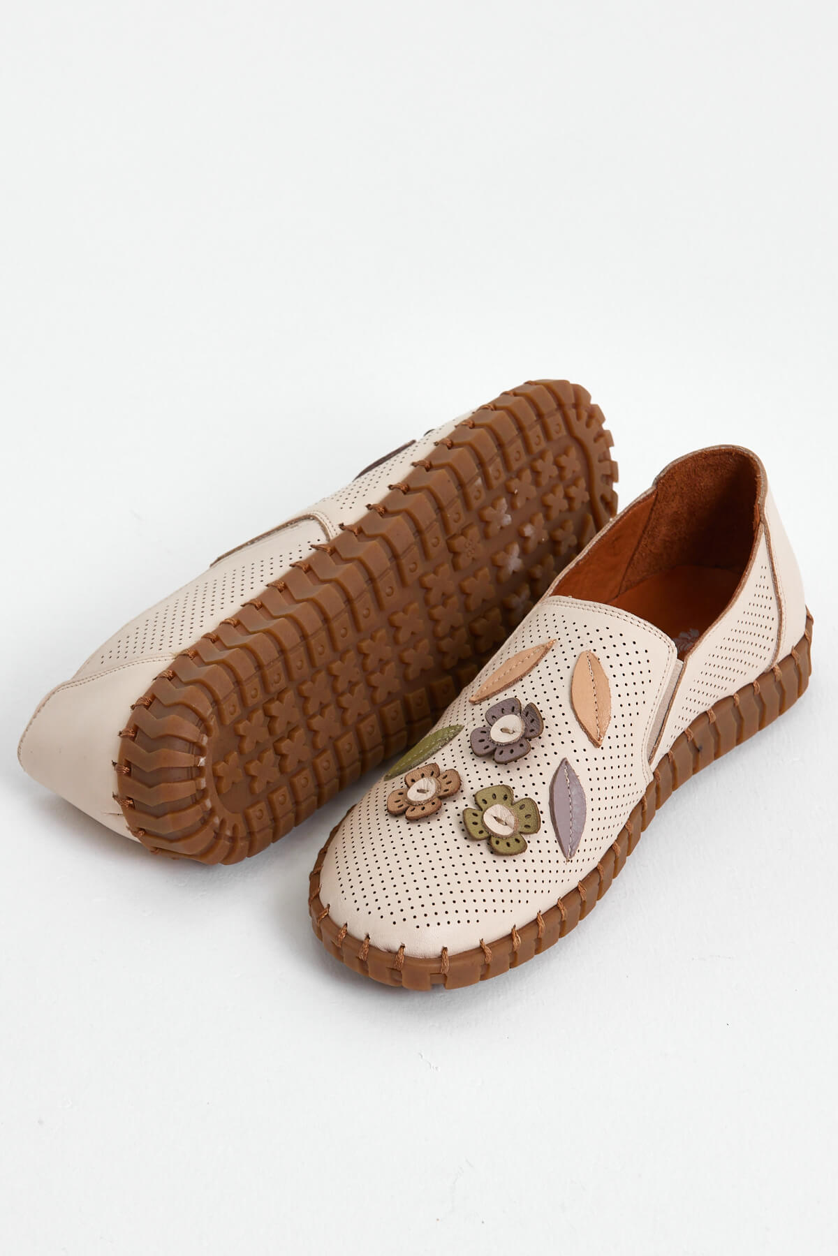Kadın Comfort Deri Ayakkabı Bej 2010719Y - Thumbnail