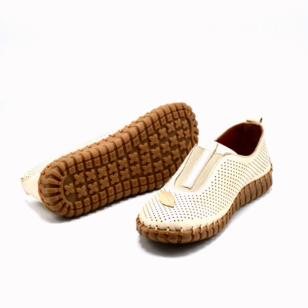 Kadın Comfort Deri Ayakkabı Bej 2010720Y - Thumbnail