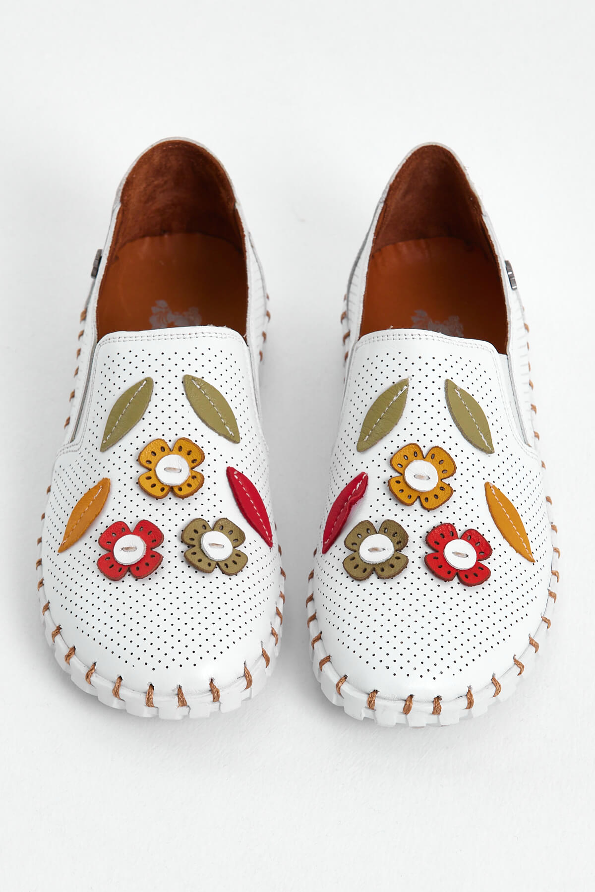 Venüs Deri Kadın Casual Ayakkabı Beyaz-S.Yeşil 2010719Y - Thumbnail