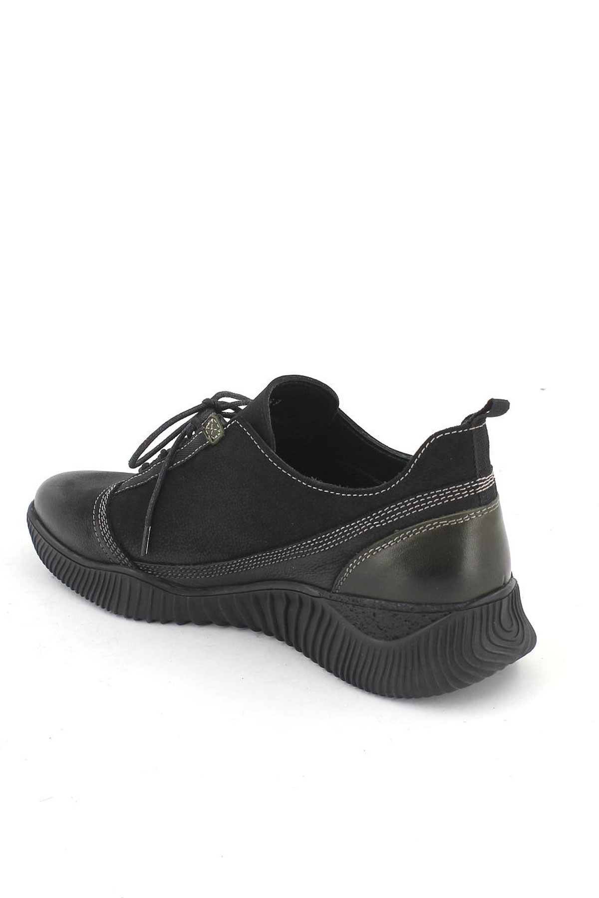 Kadın Comfort Deri Ayakkabı Siyah Yeşil 1953859K - Thumbnail