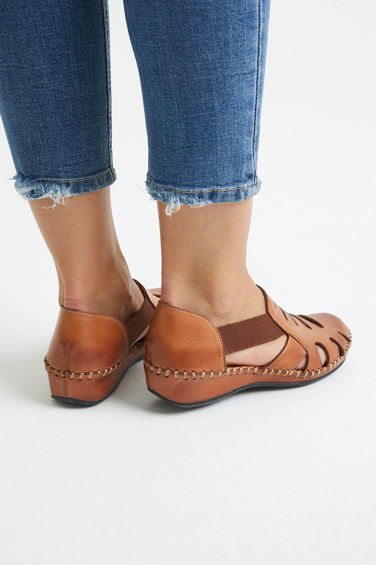 Kadın Comfort Deri Sandalet Taba 18791395 - Thumbnail