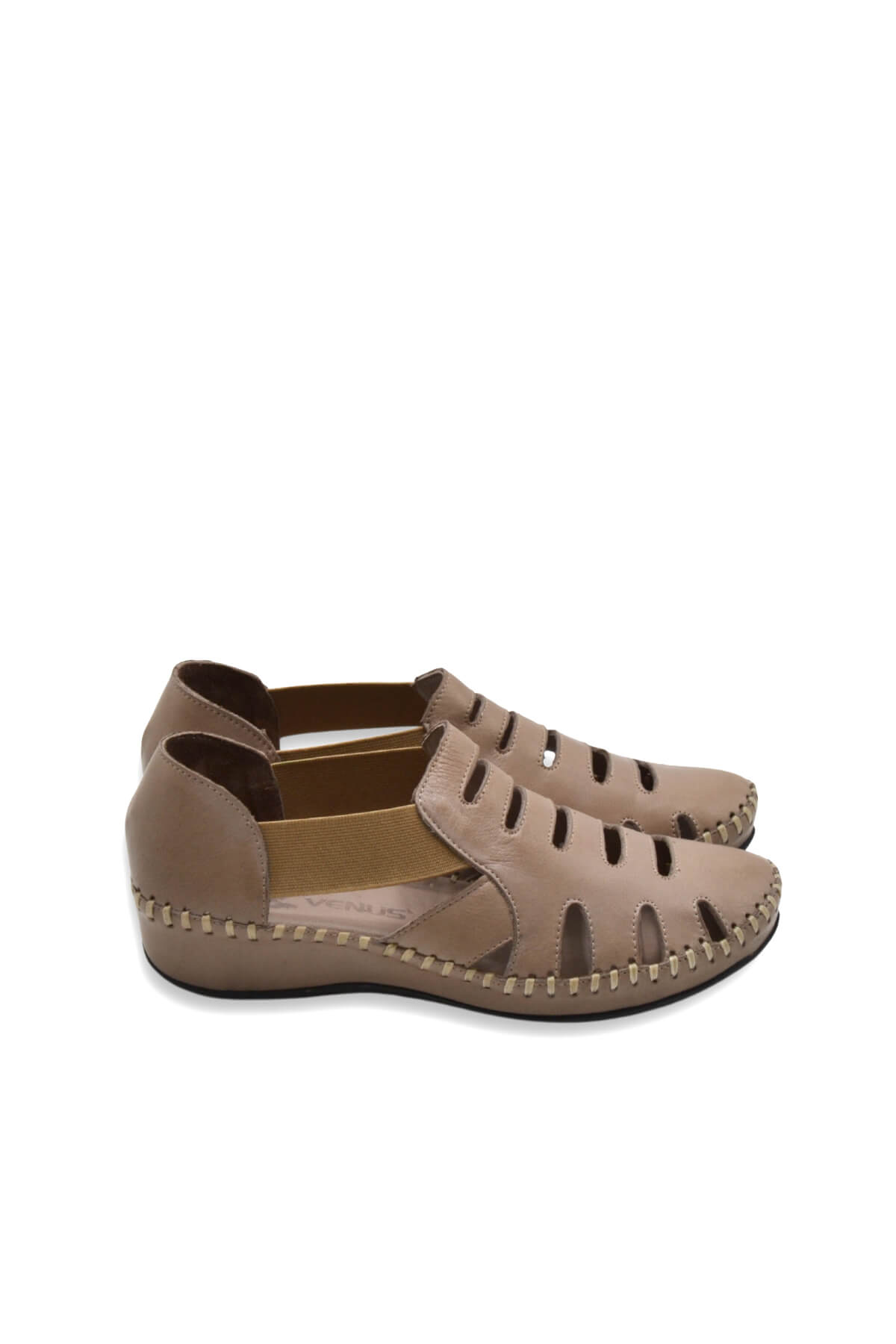 Kadın Comfort Deri Sandalet Vizon 18791395 - Thumbnail