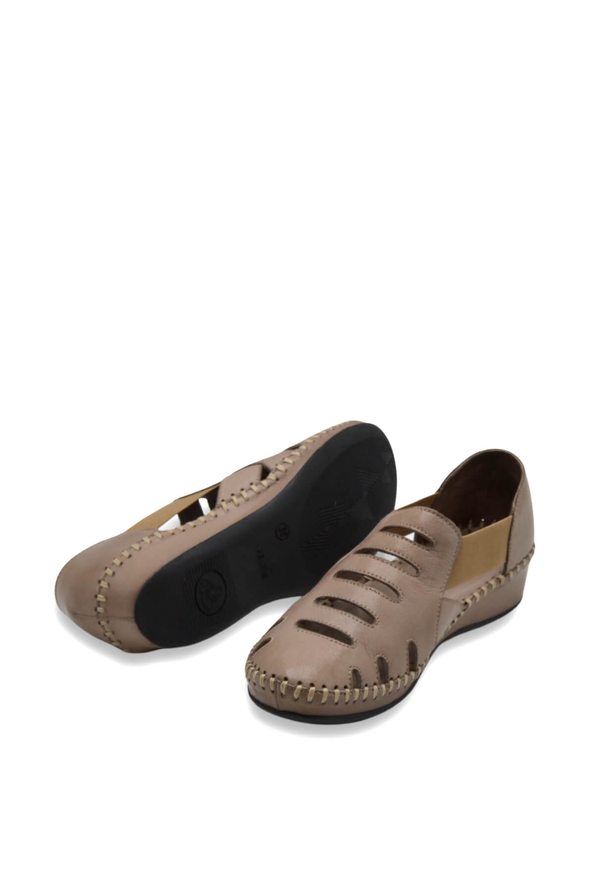 Kadın Comfort Deri Sandalet Vizon 18791395 - Thumbnail