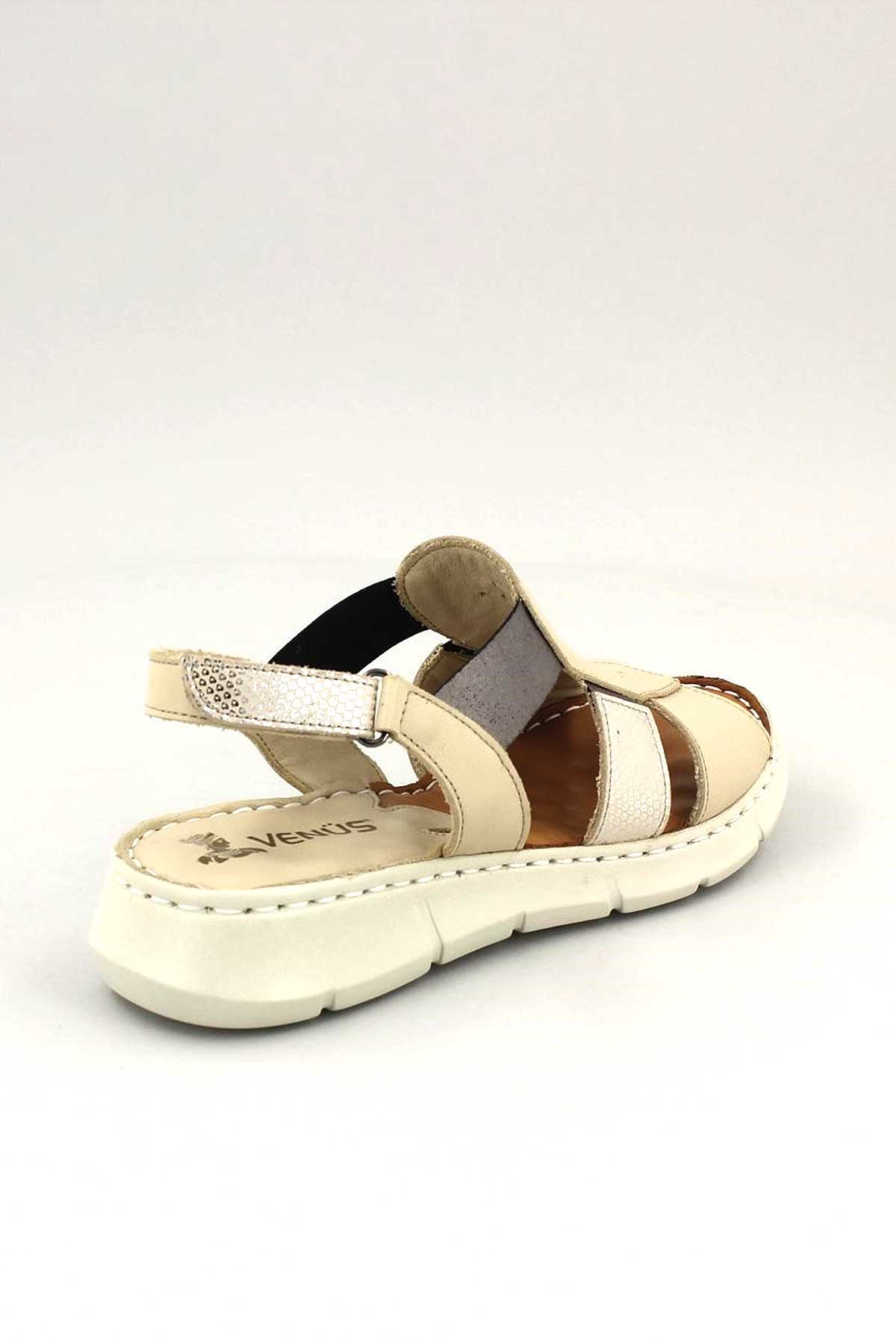 Kadın Comfort Deri Sandalet Bej 2094108Y - Thumbnail