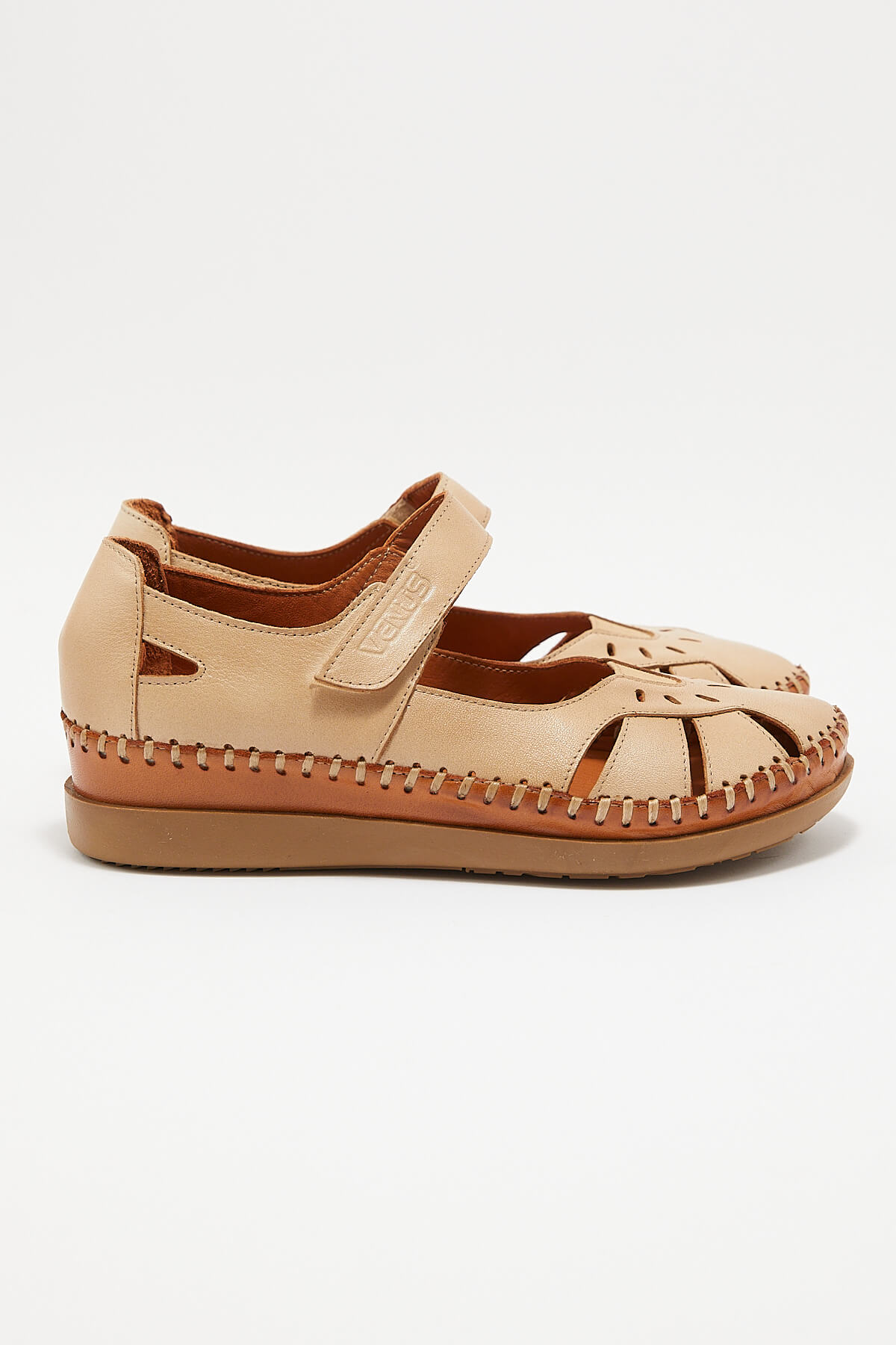 Kadın Comfort Deri Sandalet Bej 22793524 - Thumbnail