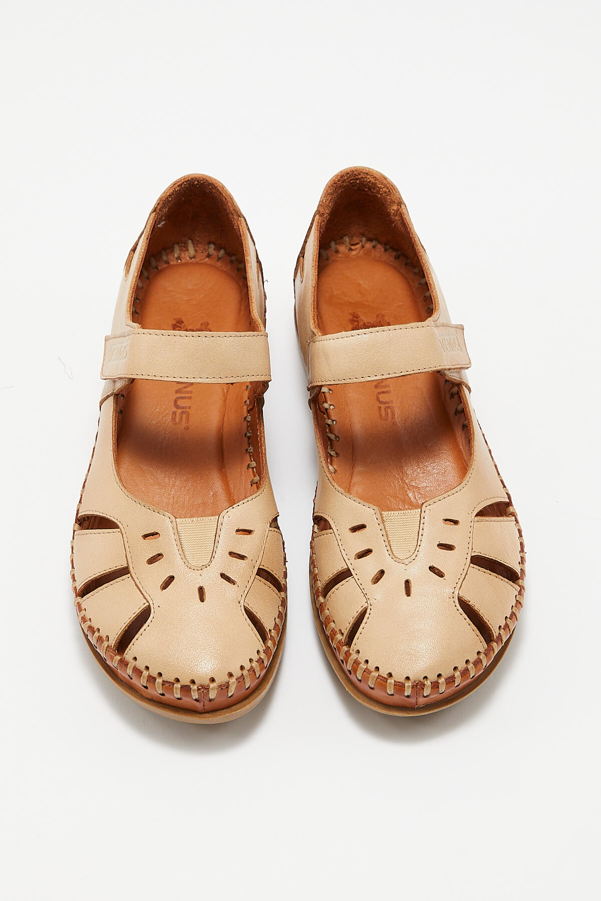 Kadın Comfort Deri Sandalet Bej 22793524 - Thumbnail