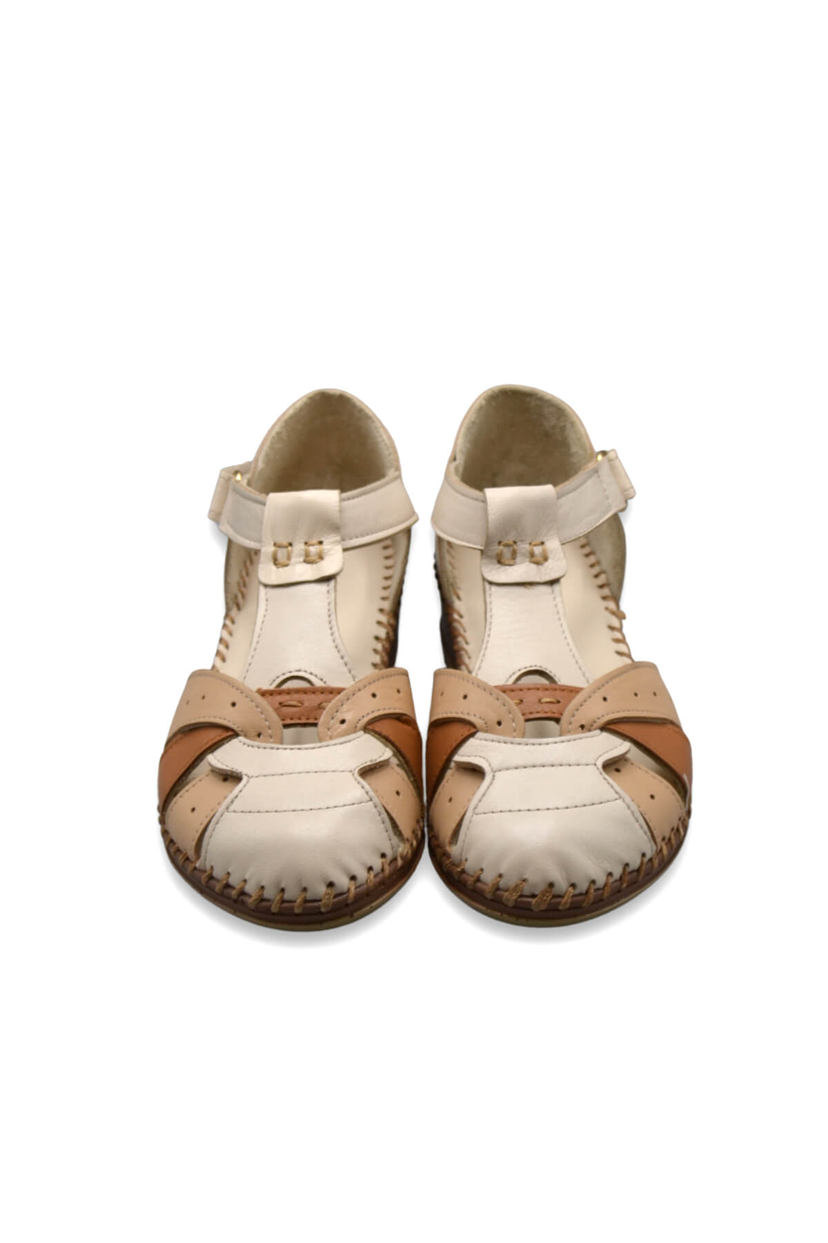 Kadın Comfort Deri Sandalet Bej 2313703Y - Thumbnail