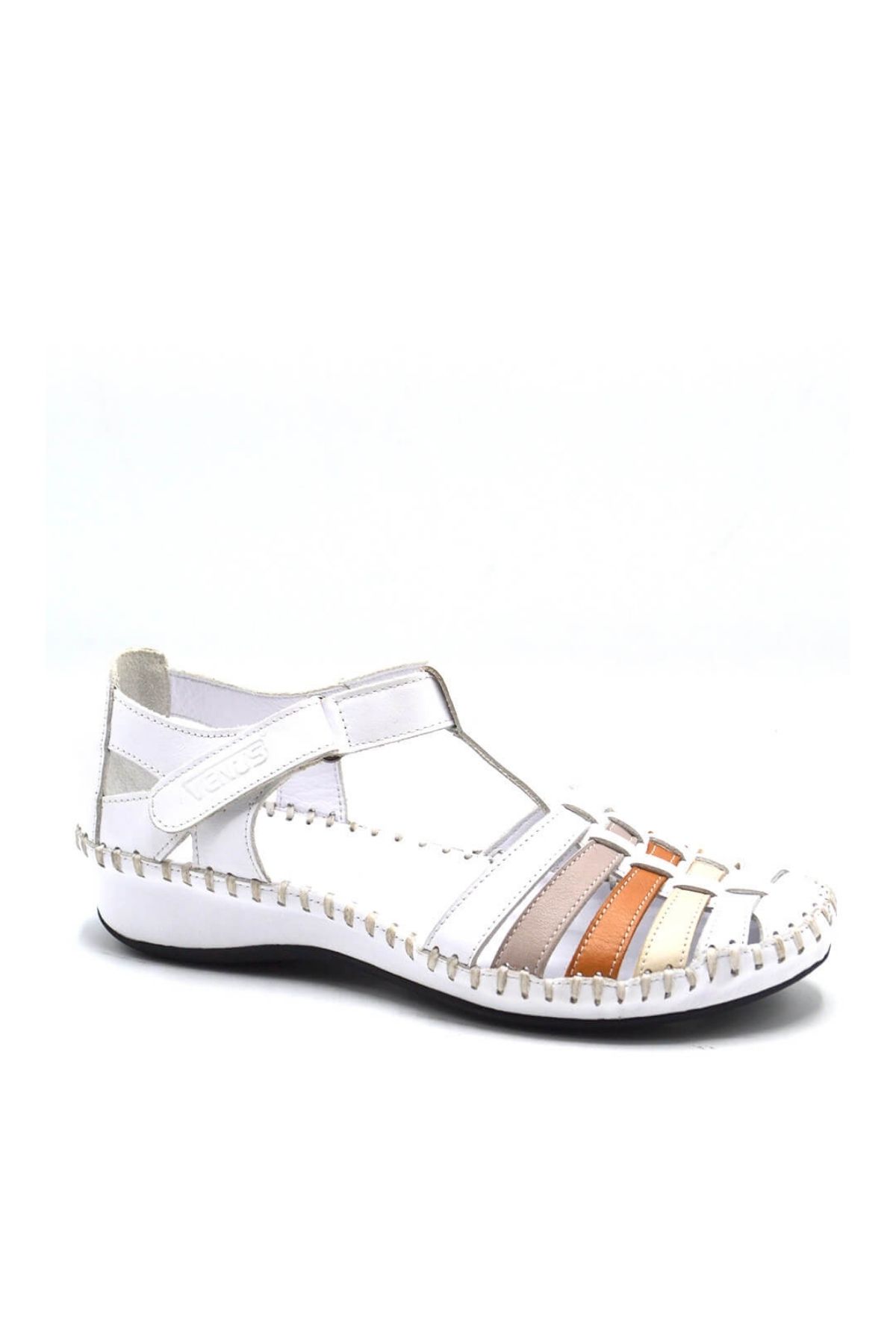 Kadın Comfort Deri Sandalet Beyaz 23033319Y - Thumbnail