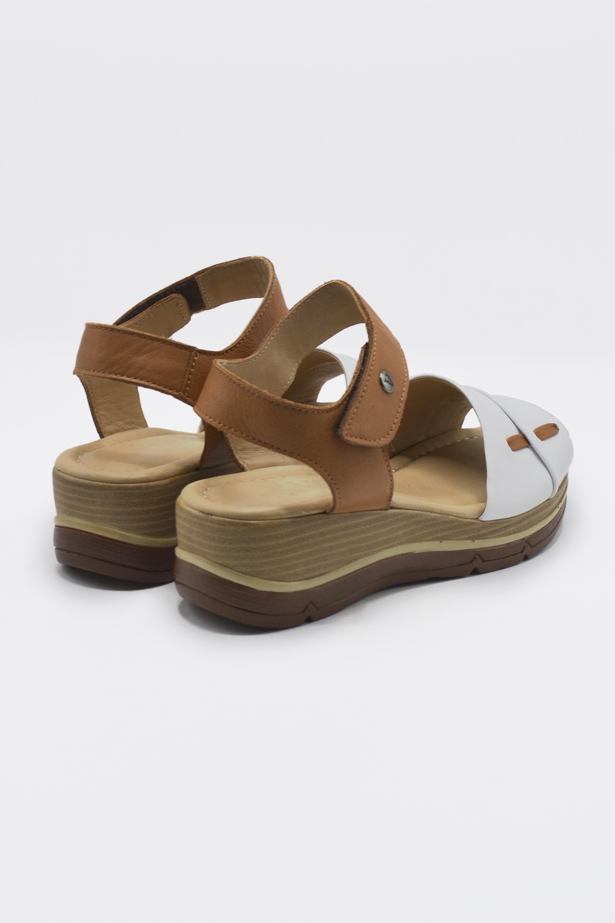 Kadın Comfort Deri Sandalet Beyaz 2313402Y - Thumbnail
