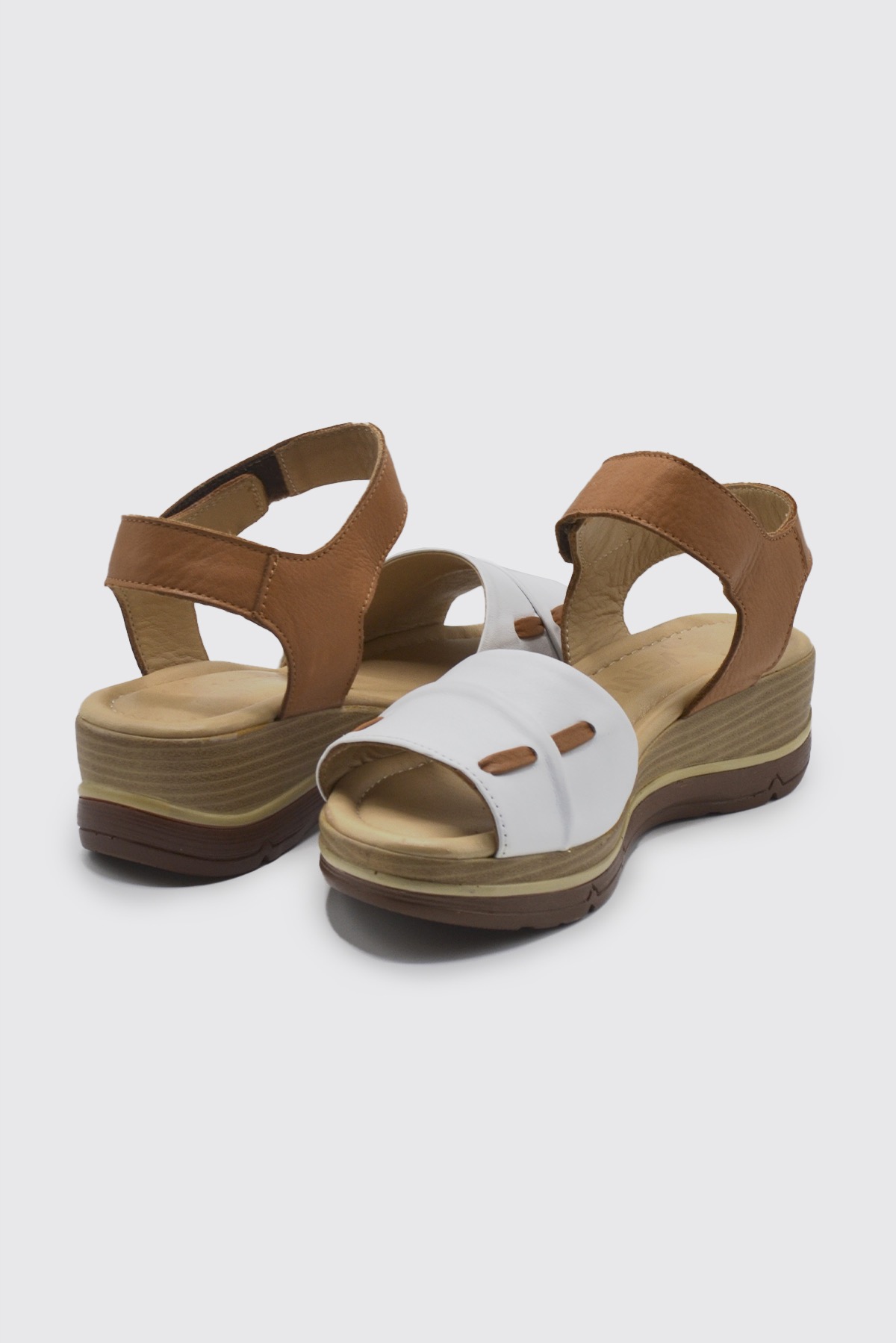 Kadın Comfort Deri Sandalet Beyaz 2313402Y