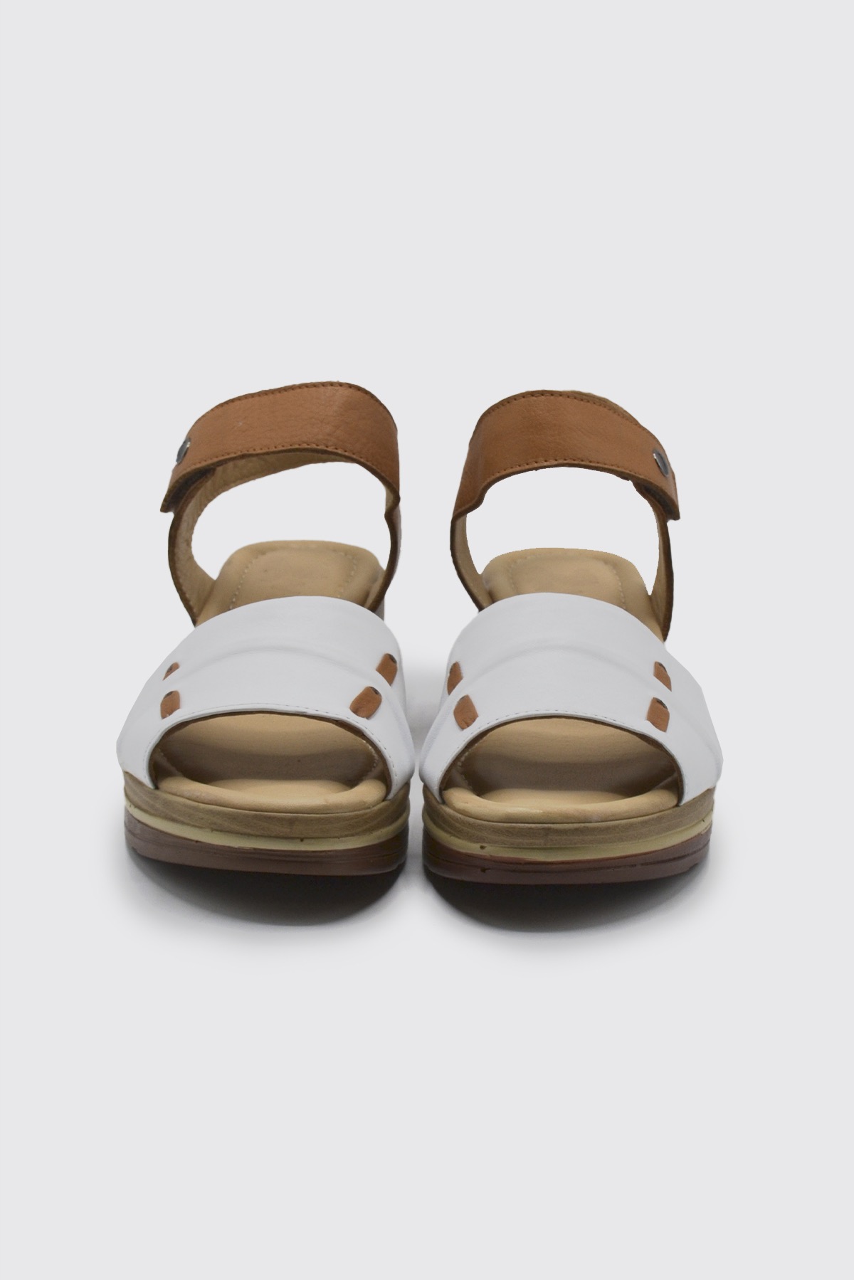 Kadın Comfort Deri Sandalet Beyaz 2313402Y - Thumbnail