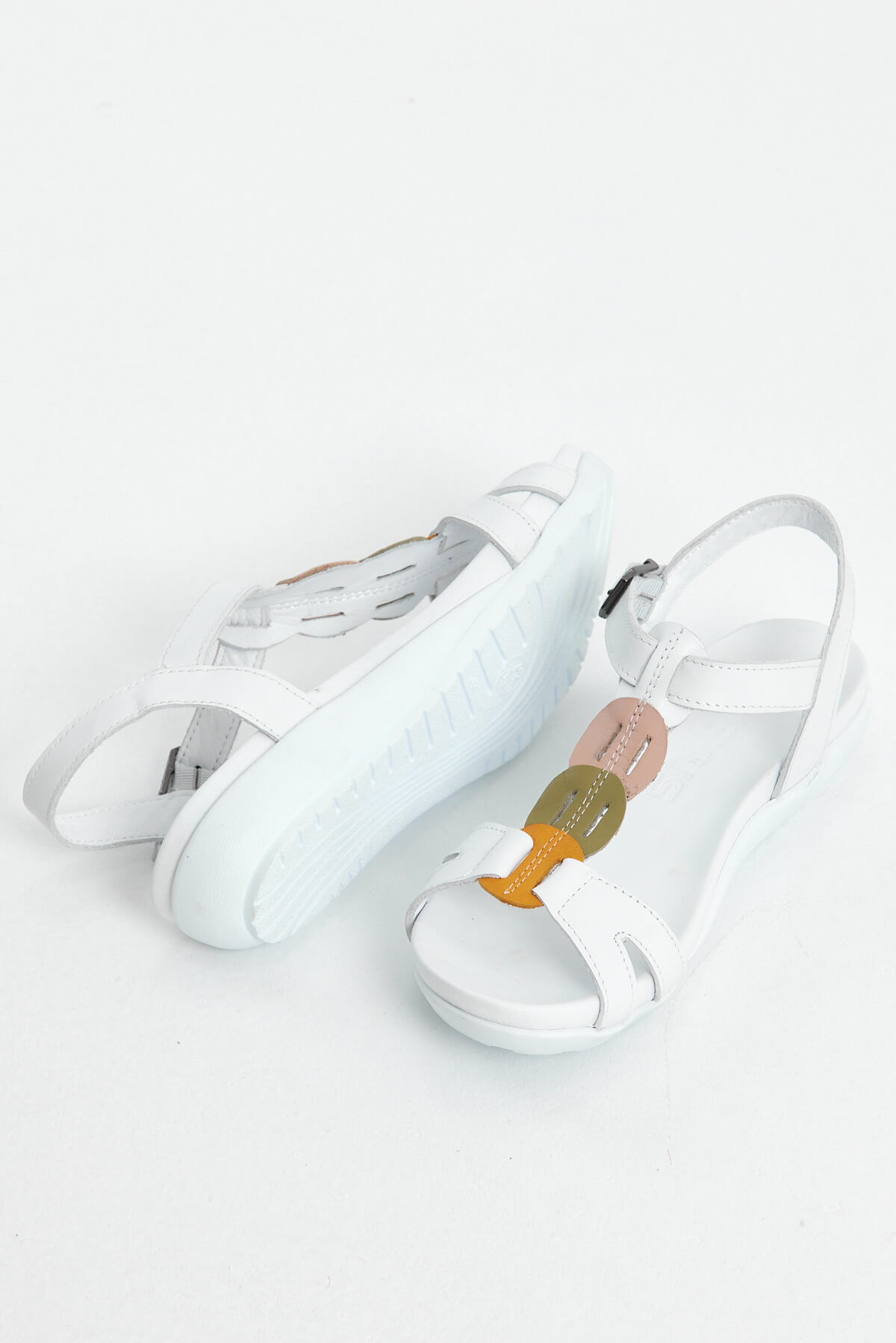 Kadın Comfort Deri Sandalet Beyaz 297Y - Thumbnail