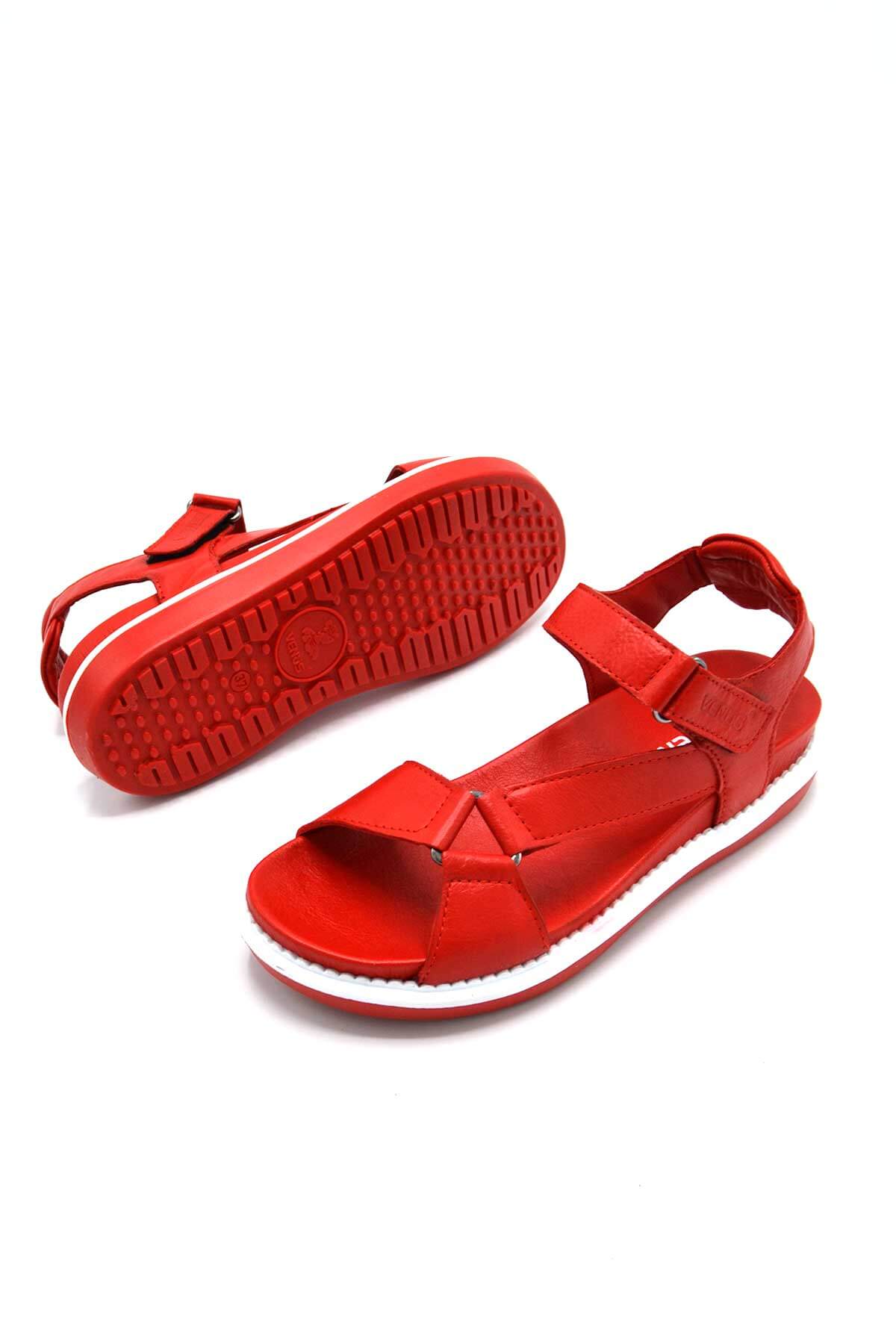 Kadın Comfort Deri Sandalet Kırmızı 202064Y - Thumbnail