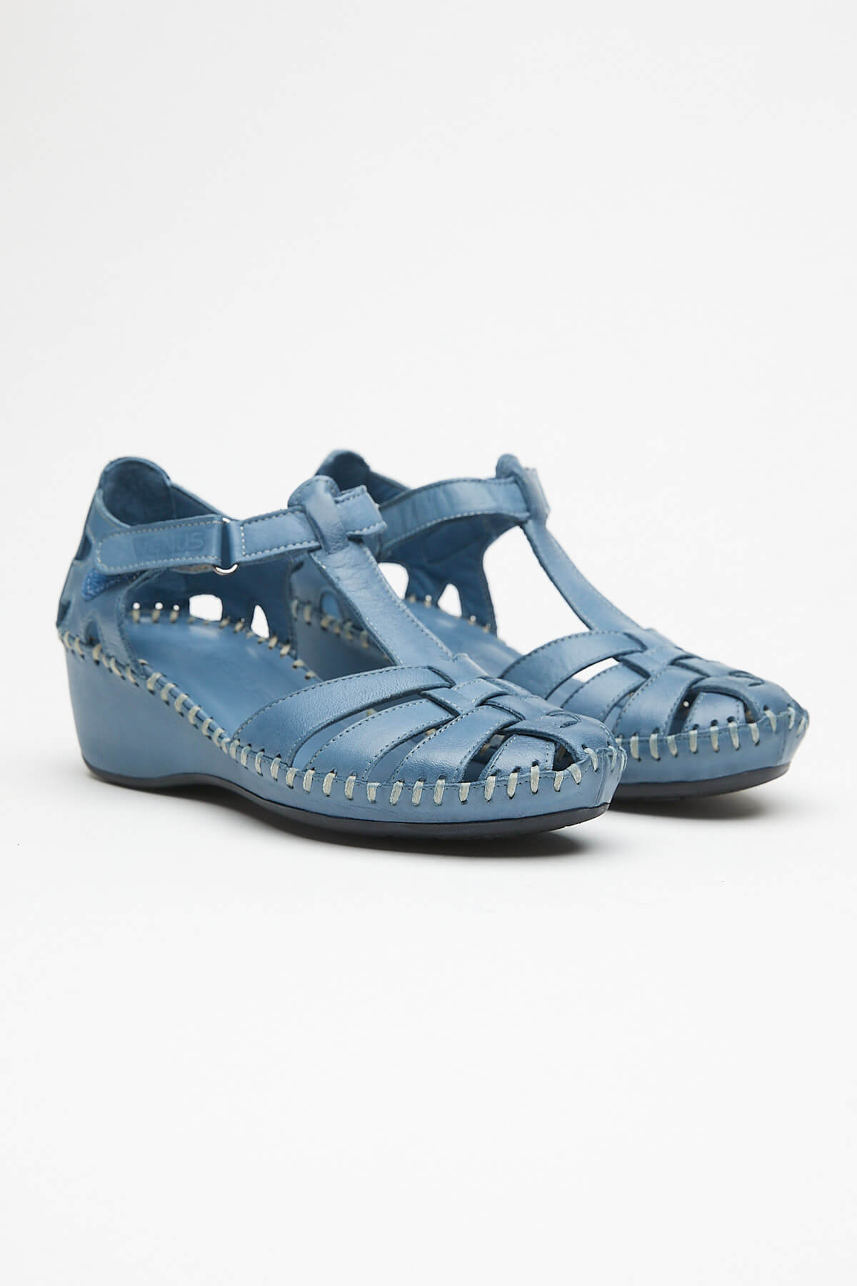 Kadın Comfort Deri Sandalet Mavi 18791382 - Thumbnail