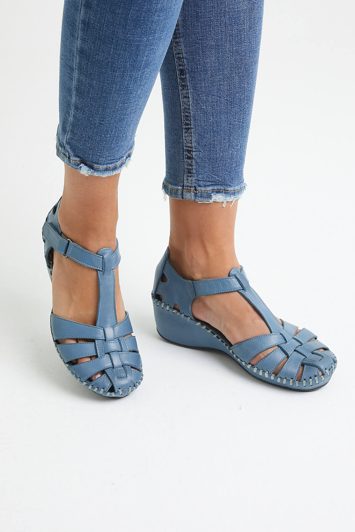 Kadın Comfort Deri Sandalet Mavi 18791382
