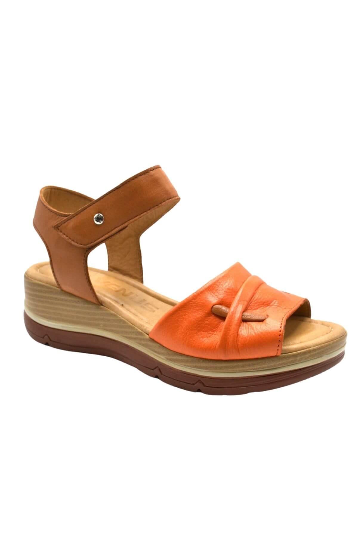 Kadın Comfort Deri Sandalet Oranj 2313402Y - Thumbnail
