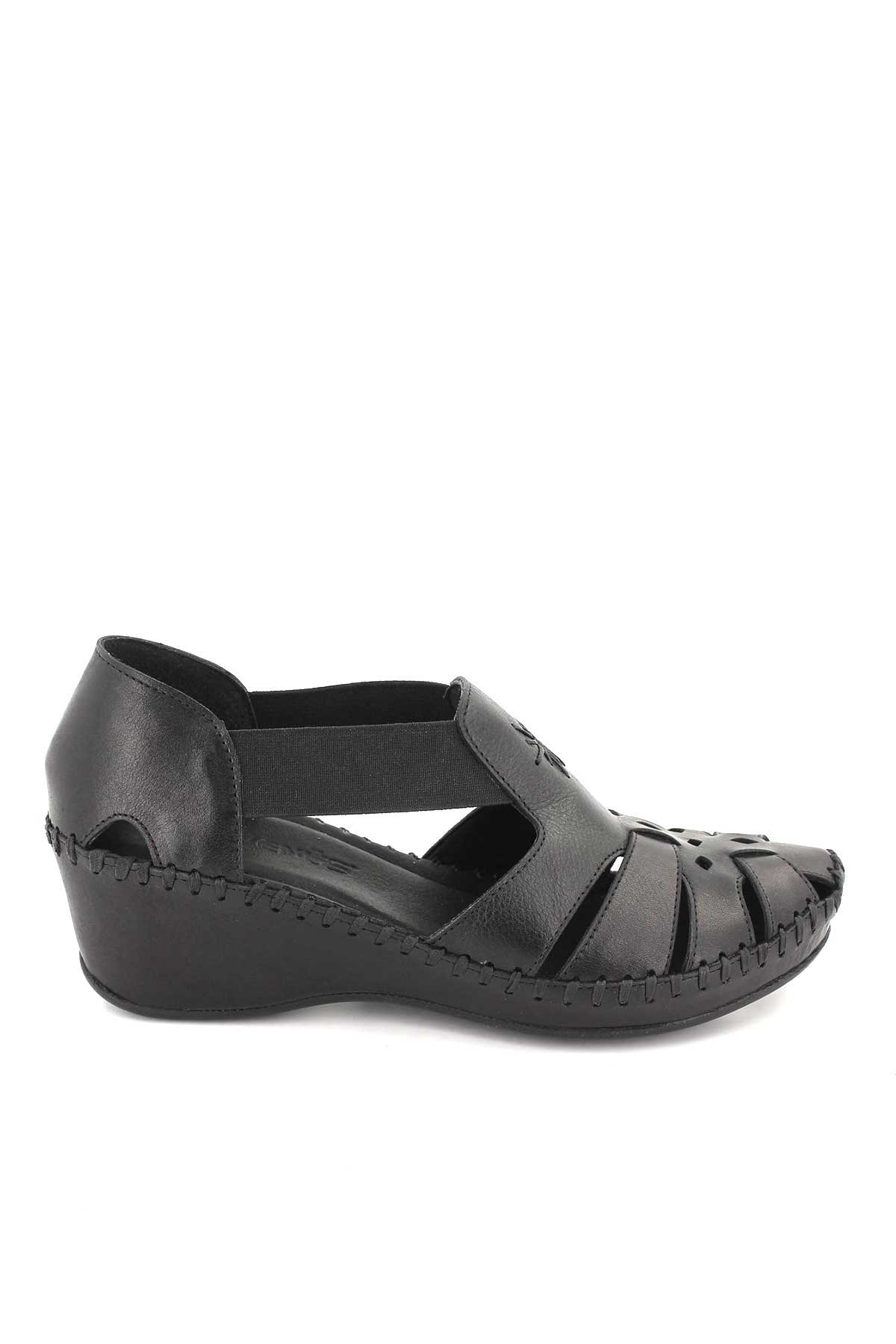 Kadın Comfort Deri Sandalet Siyah 18793056