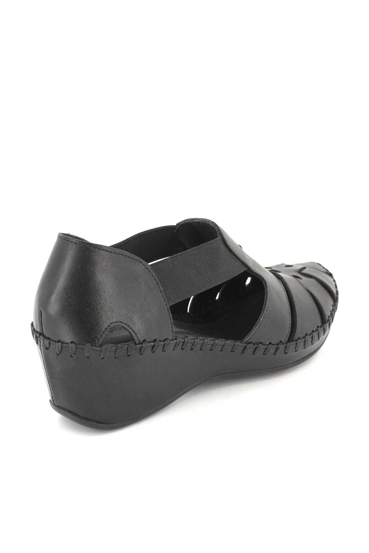 Kadın Comfort Deri Sandalet Siyah 18793056 - Thumbnail
