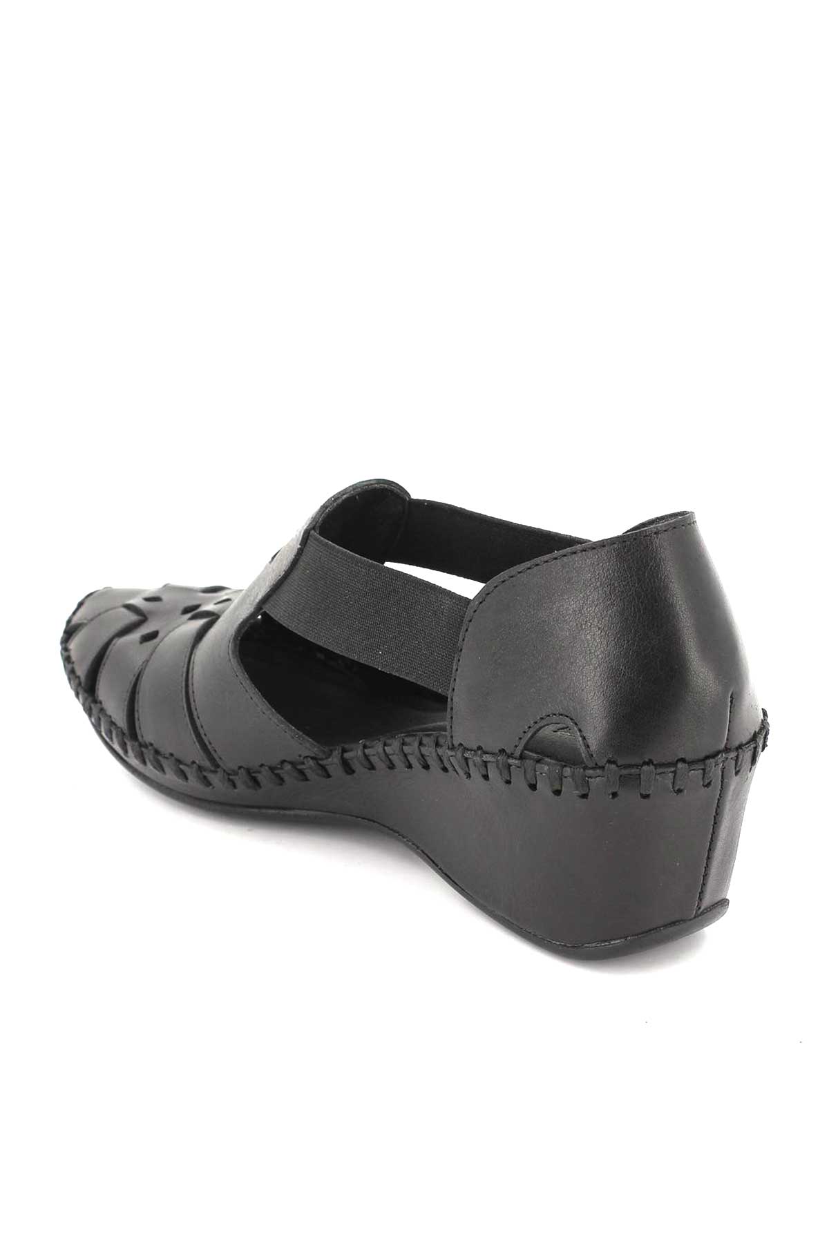 Kadın Comfort Deri Sandalet Siyah 18793056 - Thumbnail