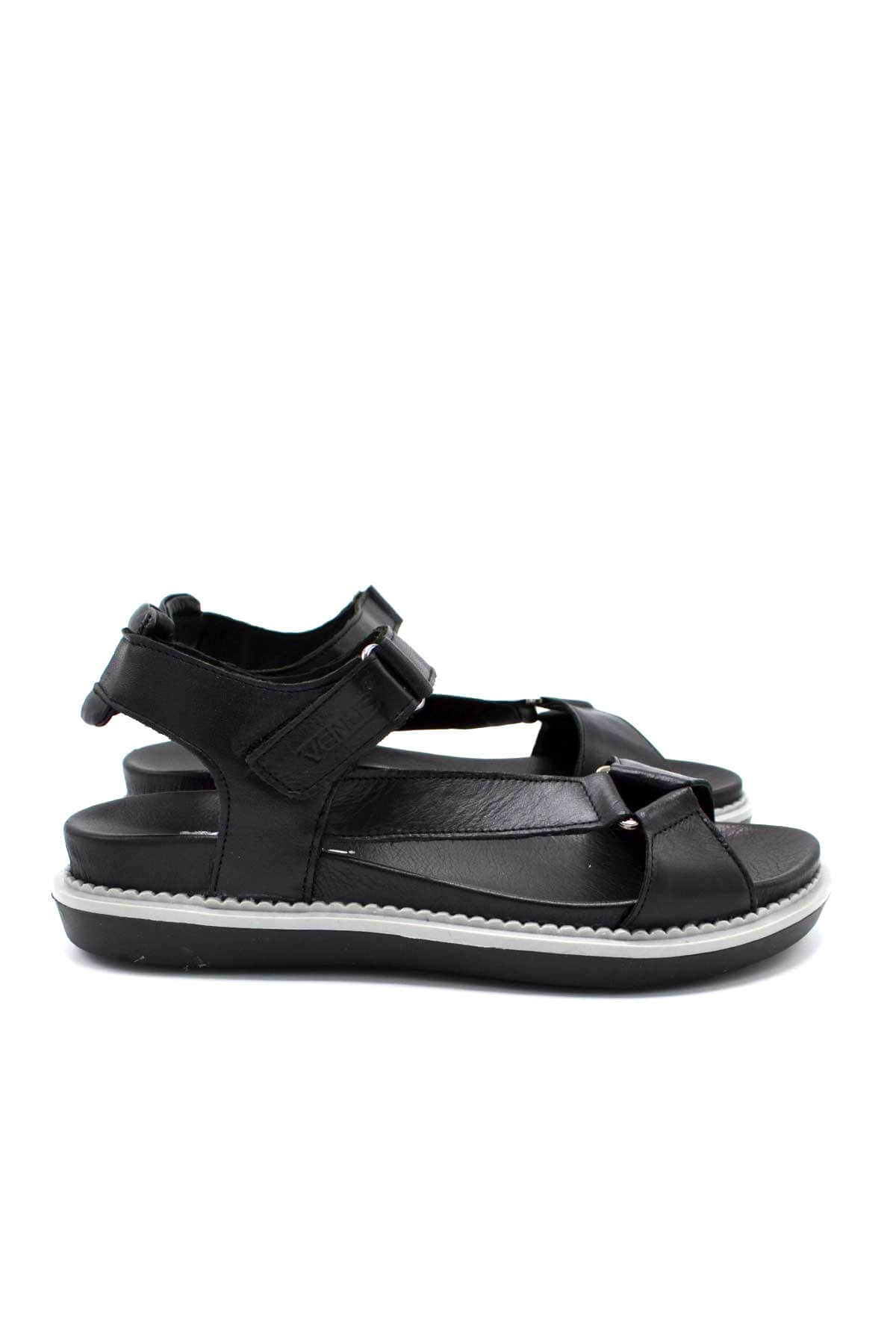 Kadın Comfort Deri Sandalet Siyah 202064Y - Thumbnail
