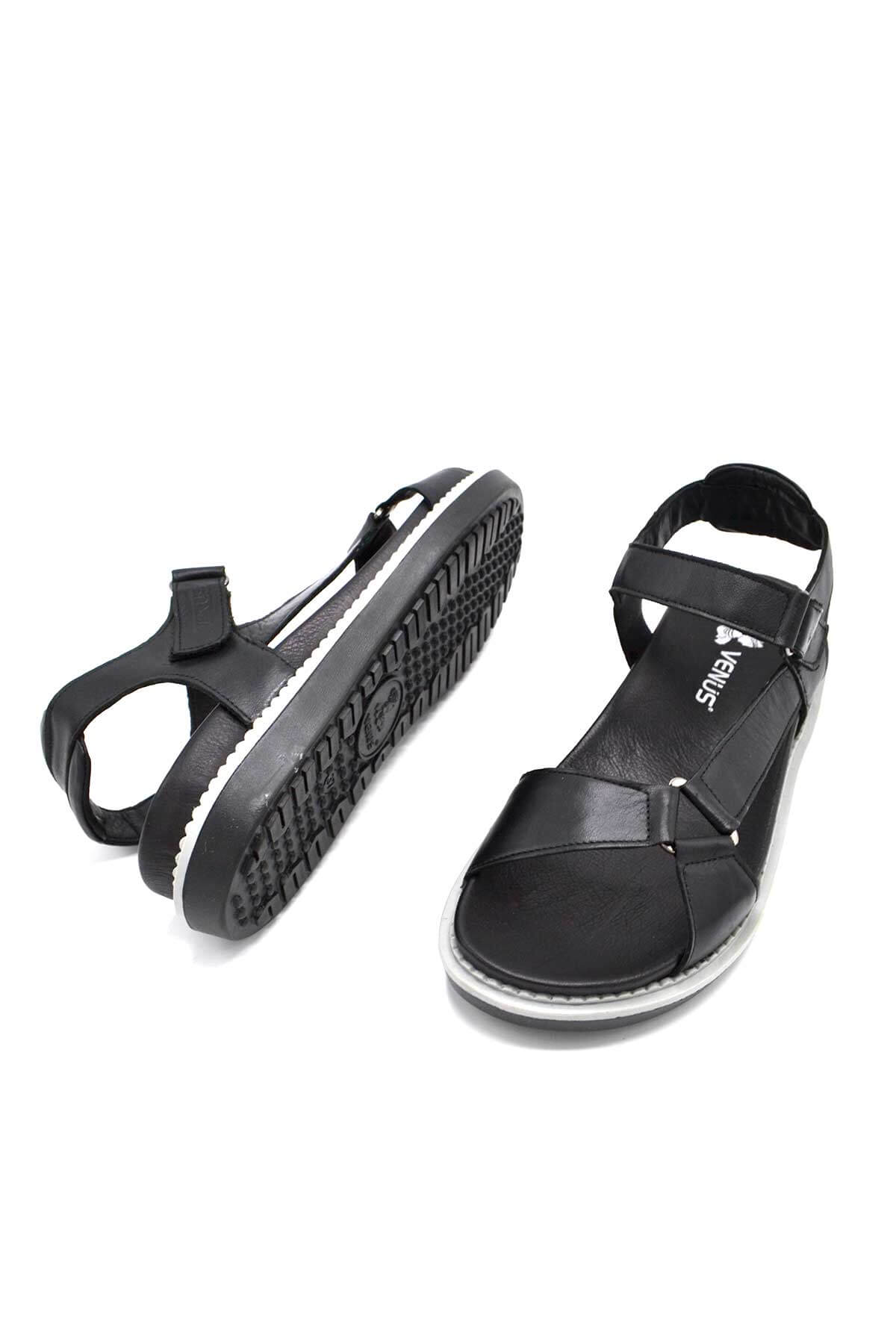 Kadın Comfort Deri Sandalet Siyah 202064Y